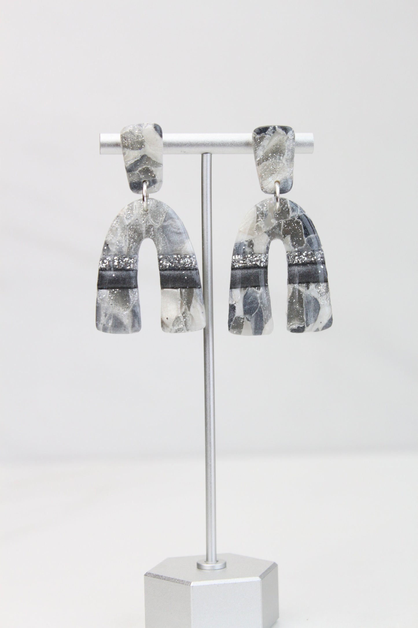 Clay Dangle Earrings - Geometric Modern Design, Handmade Lightweight Hypoallergenic Polymer Jewelry, Statement Accessory Multiple Colors