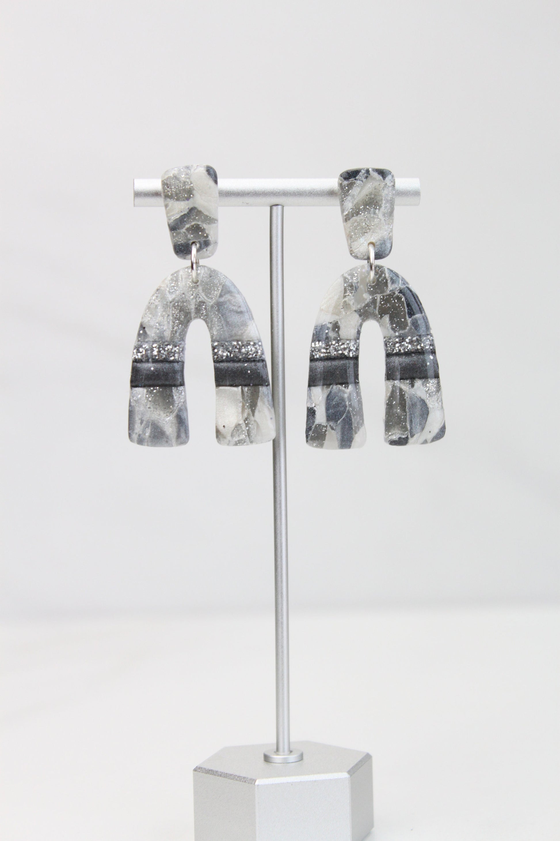 Clay Dangle Earrings - Geometric Modern Design, Handmade Lightweight Hypoallergenic Polymer Jewelry, Statement Accessory Multiple Colors