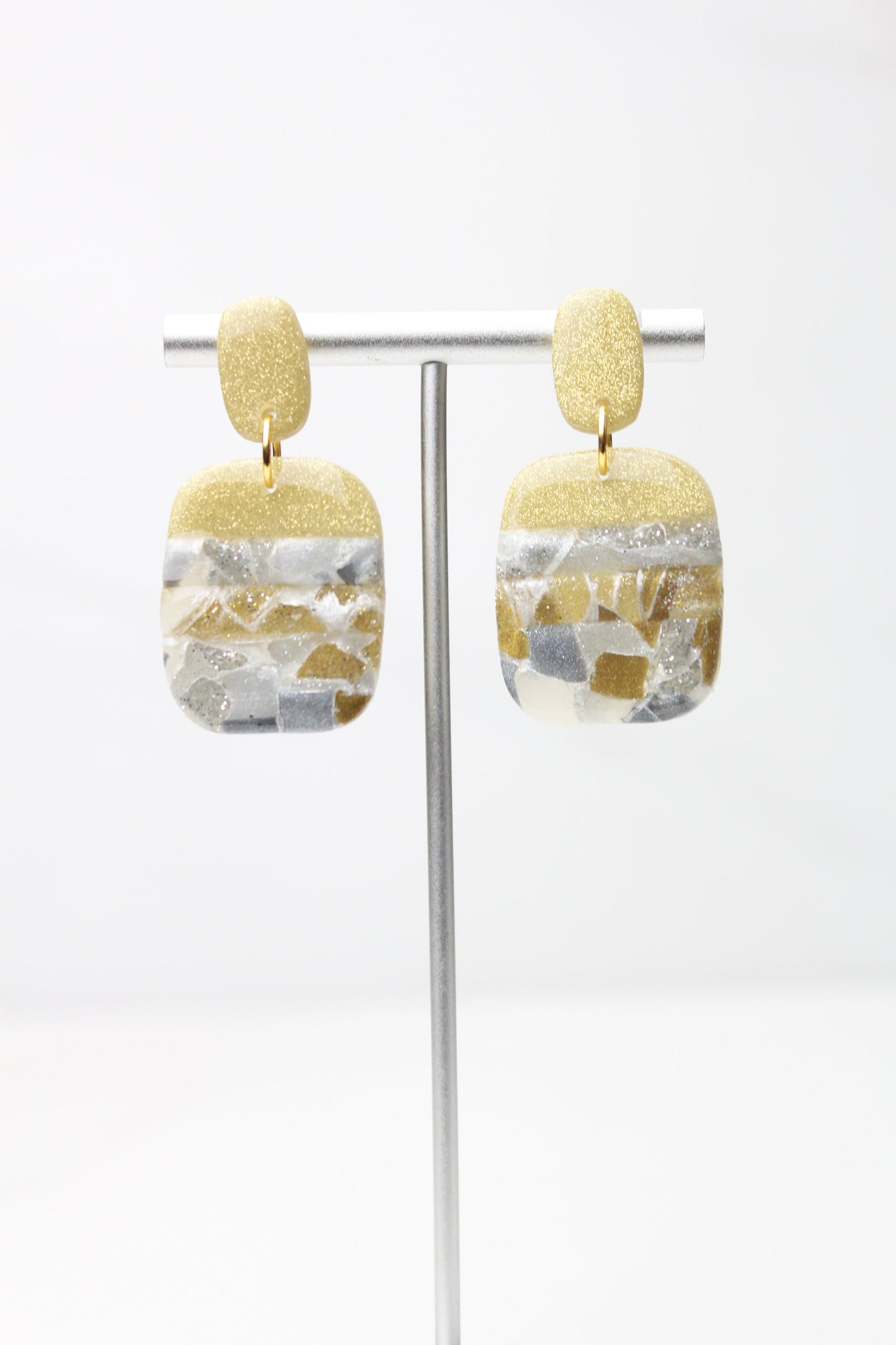 Clay Dangle Earrings - Geometric Modern Design, Handmade Lightweight Hypoallergenic Polymer Jewelry, Statement Accessory Multiple Colors