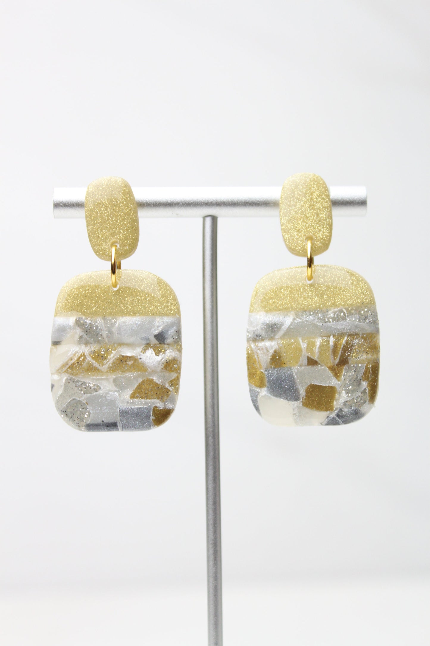 Clay Dangle Earrings - Geometric Modern Design, Handmade Lightweight Hypoallergenic Polymer Jewelry, Statement Accessory Multiple Colors