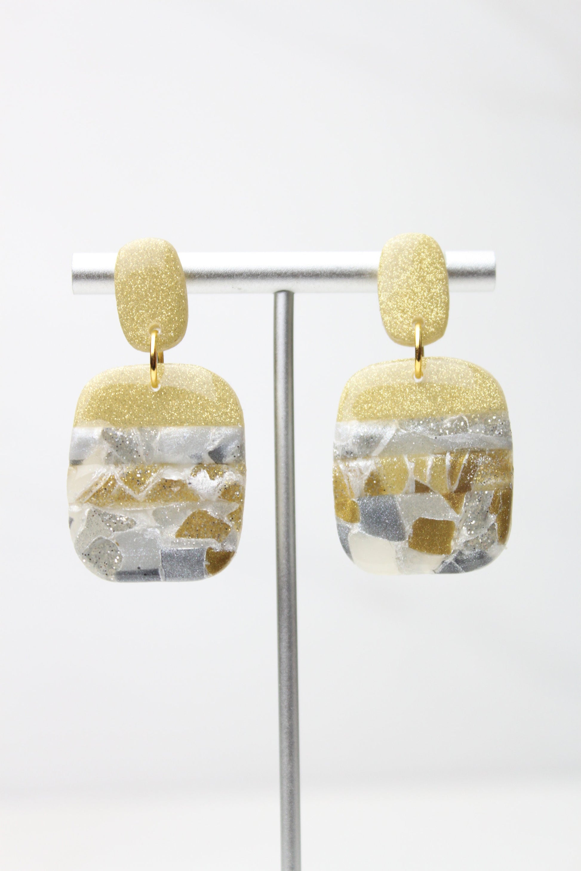 Clay Dangle Earrings - Geometric Modern Design, Handmade Lightweight Hypoallergenic Polymer Jewelry, Statement Accessory Multiple Colors