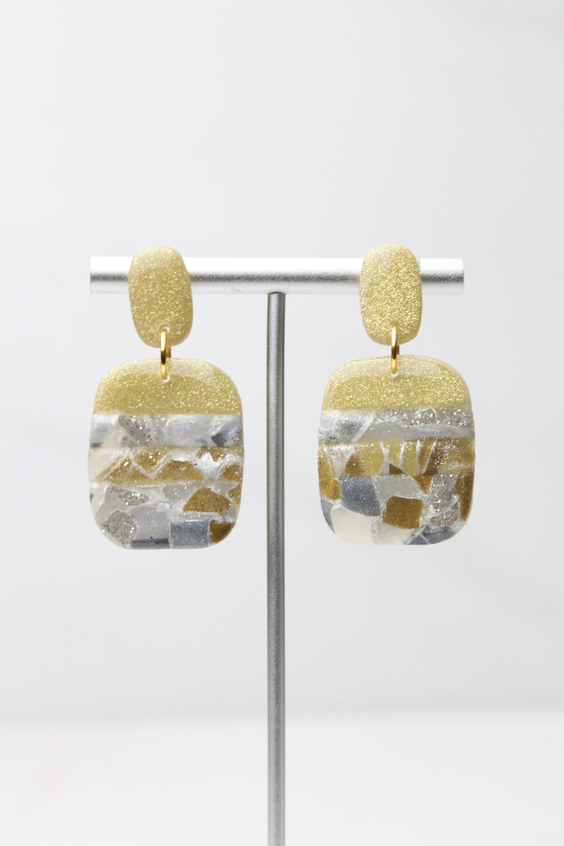 Clay Dangle Earrings - Geometric Modern Design, Handmade Lightweight Hypoallergenic Polymer Jewelry, Statement Accessory Multiple Colors