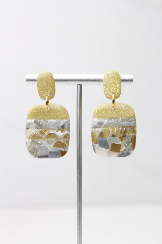 Clay Dangle Earrings - Geometric Modern Design, Handmade Lightweight Hypoallergenic Polymer Jewelry, Statement Accessory Multiple Colors