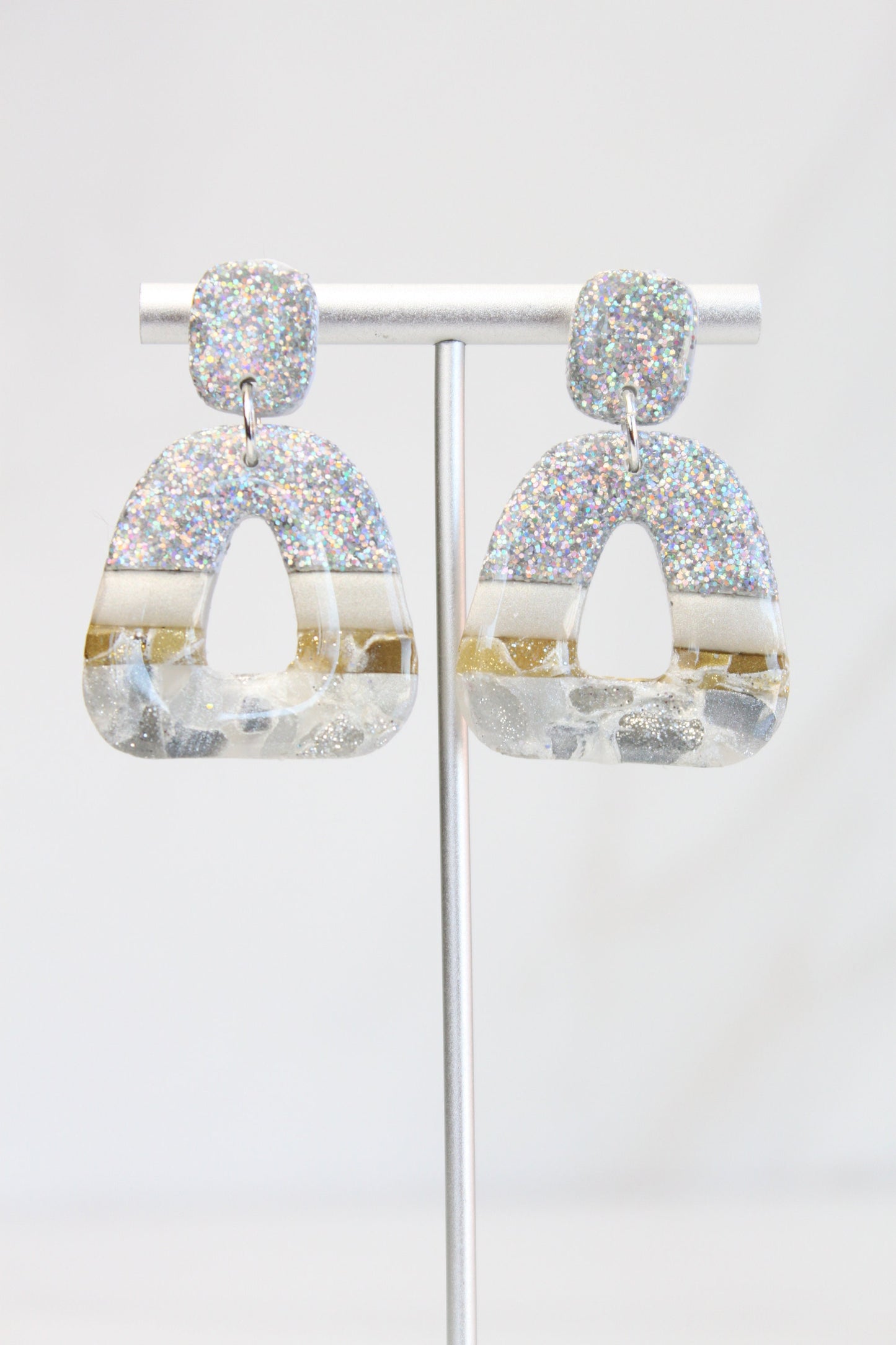 Clay Dangle Earrings - Geometric Modern Design, Handmade Lightweight Hypoallergenic Polymer Jewelry, Statement Accessory Multiple Colors