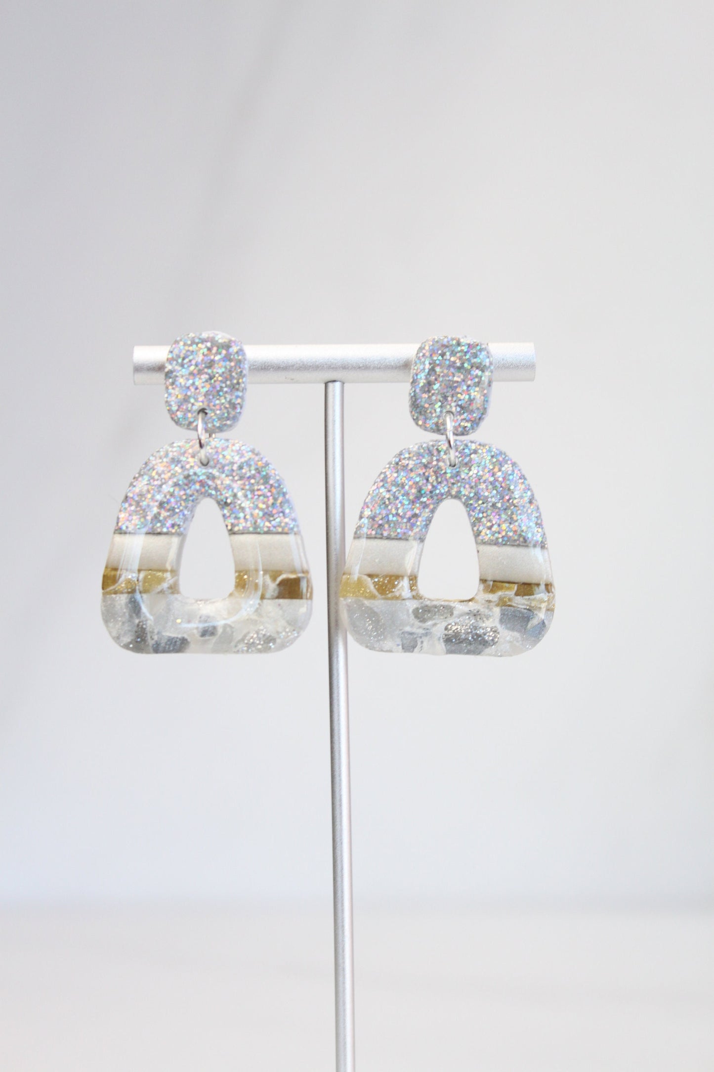 Clay Dangle Earrings - Geometric Modern Design, Handmade Lightweight Hypoallergenic Polymer Jewelry, Statement Accessory Multiple Colors