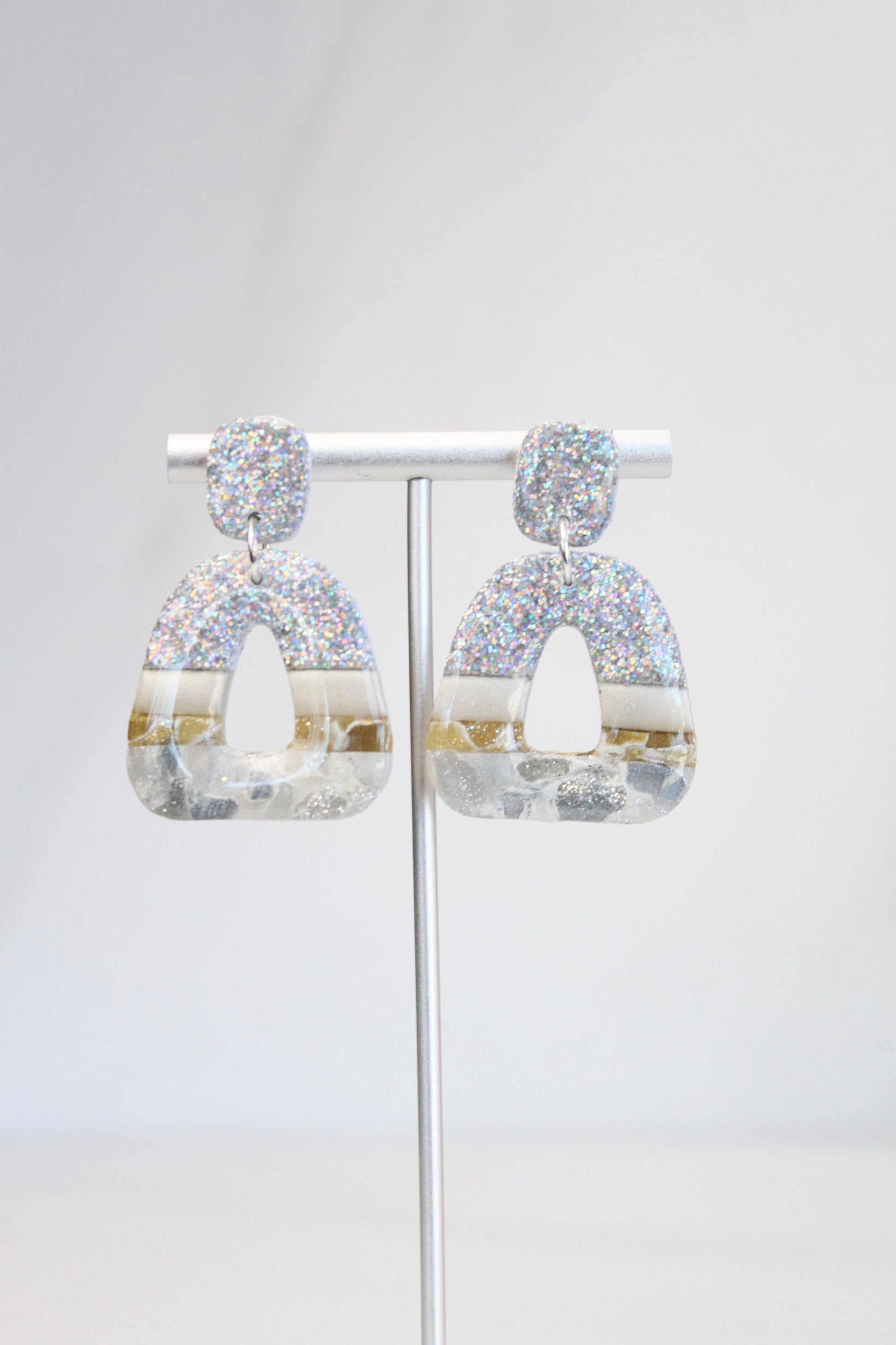 Clay Dangle Earrings - Geometric Modern Design, Handmade Lightweight Hypoallergenic Polymer Jewelry, Statement Accessory Multiple Colors