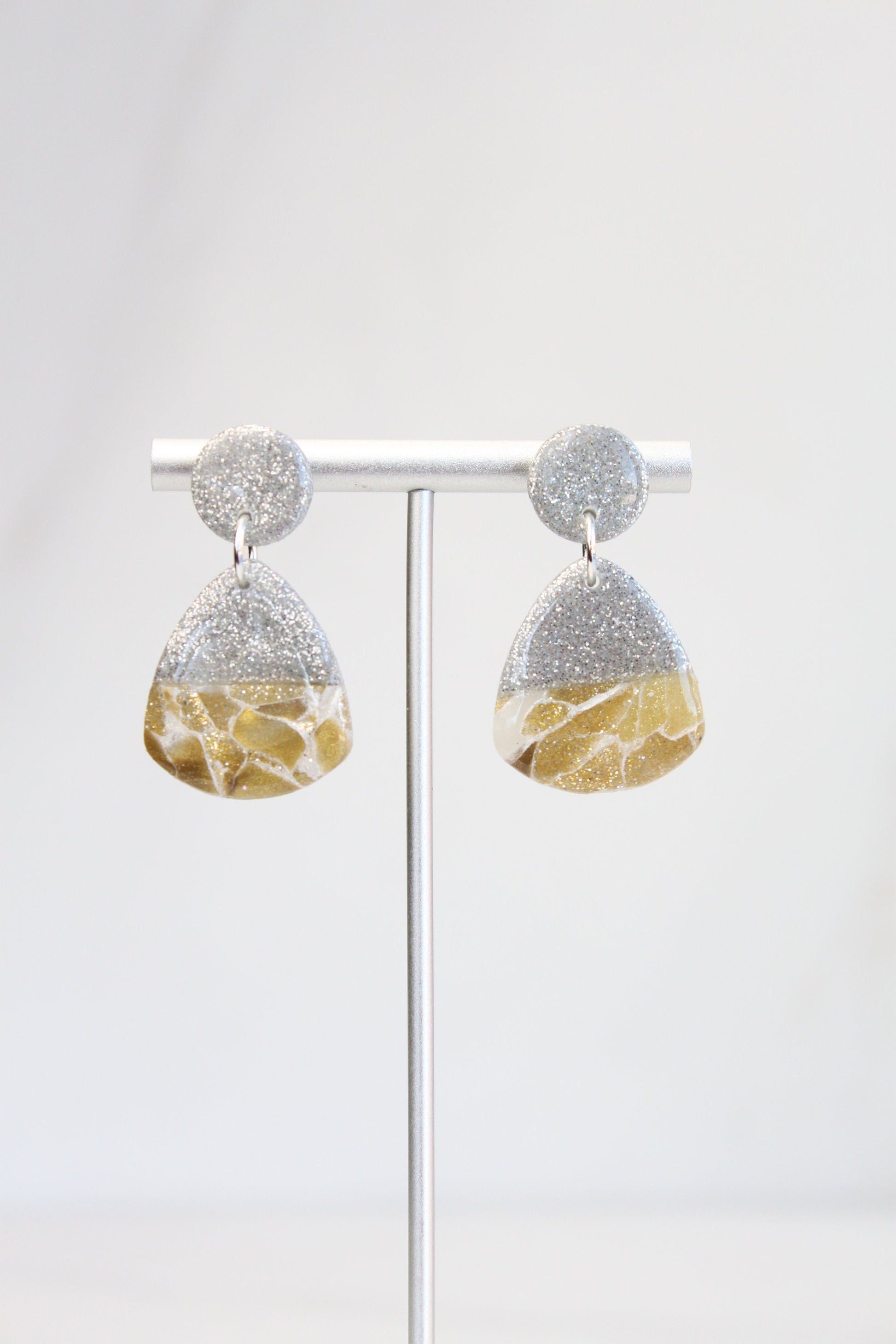 Clay Dangle Earrings - Geometric Modern Design, Handmade Lightweight Hypoallergenic Polymer Jewelry, Statement Accessory Multiple Colors