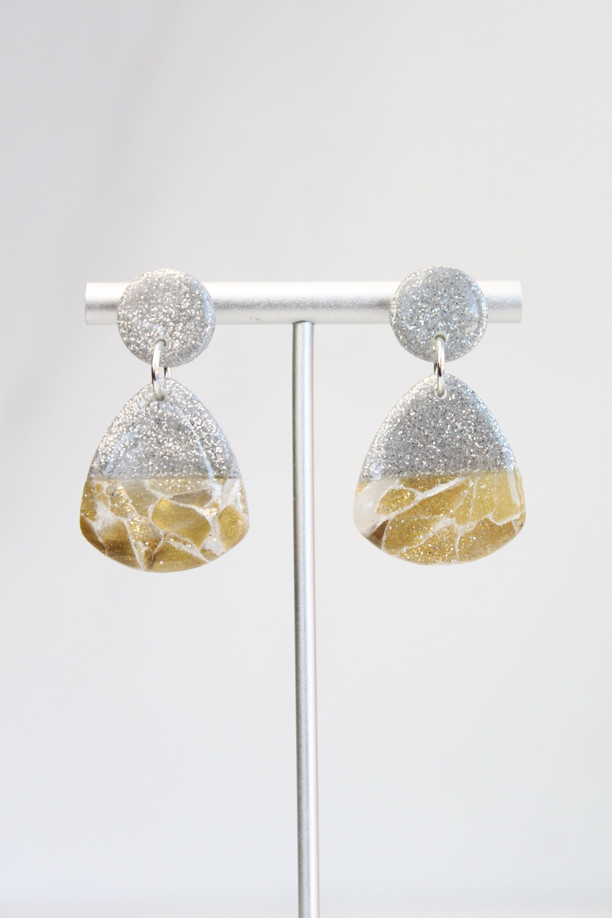 Clay Dangle Earrings - Geometric Modern Design, Handmade Lightweight Hypoallergenic Polymer Jewelry, Statement Accessory Multiple Colors