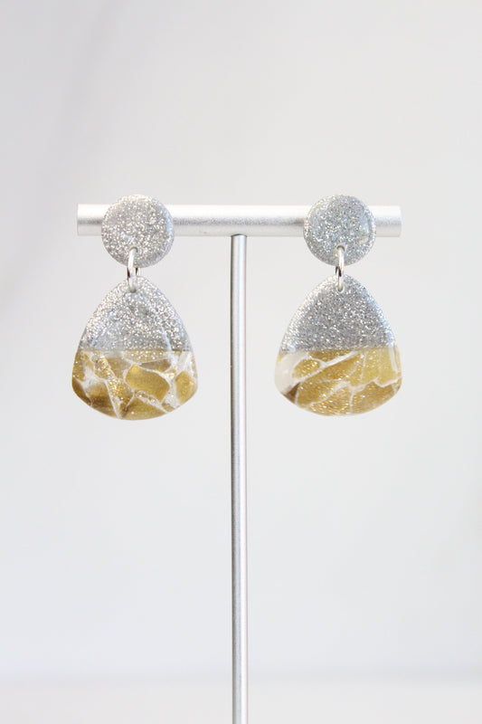 Clay Dangle Earrings - Geometric Modern Design, Handmade Lightweight Hypoallergenic Polymer Jewelry, Statement Accessory Multiple Colors