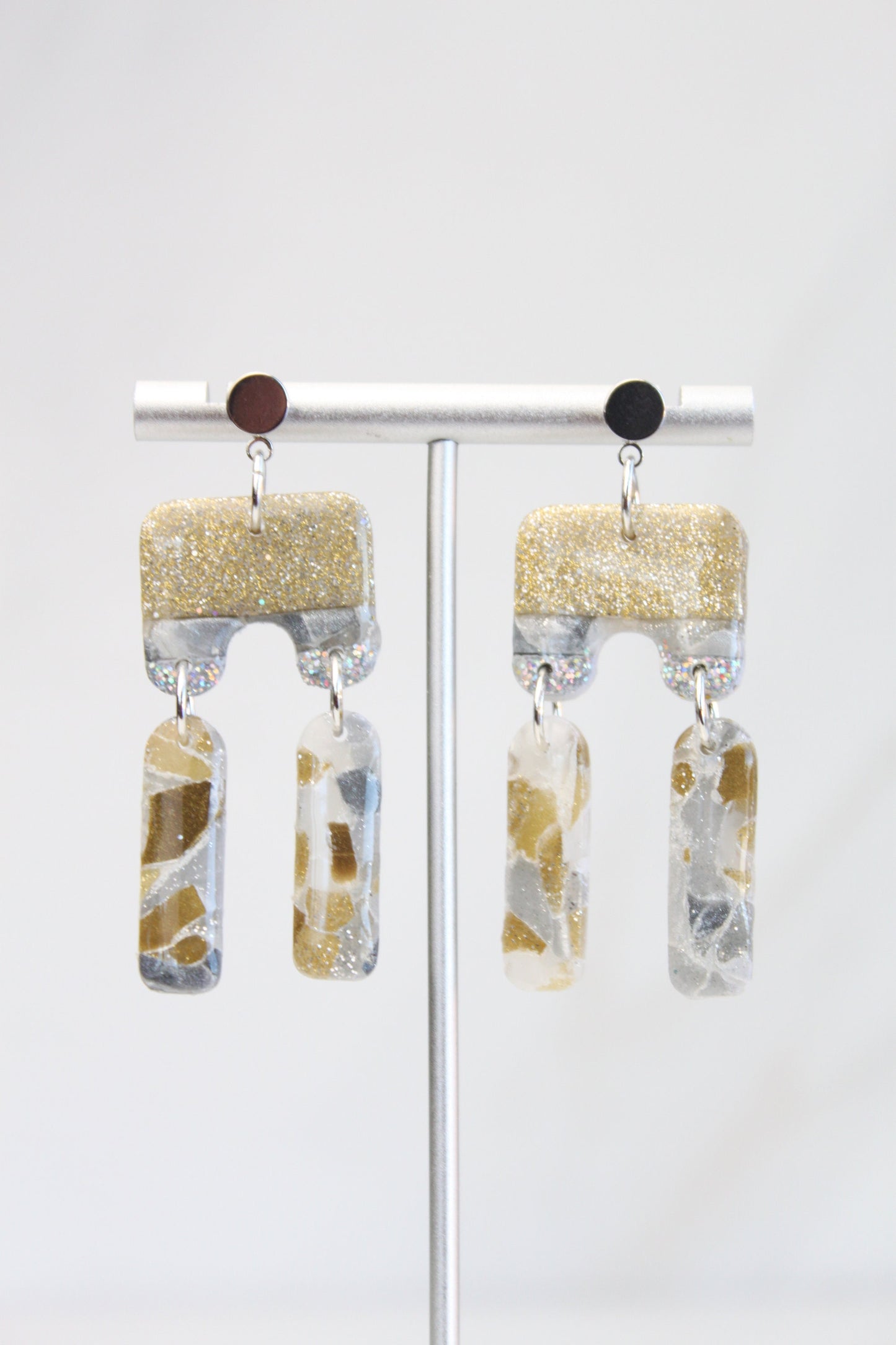 Clay Dangle Earrings - Geometric Modern Design, Handmade Lightweight Hypoallergenic Polymer Jewelry, Statement Accessory Multiple Colors