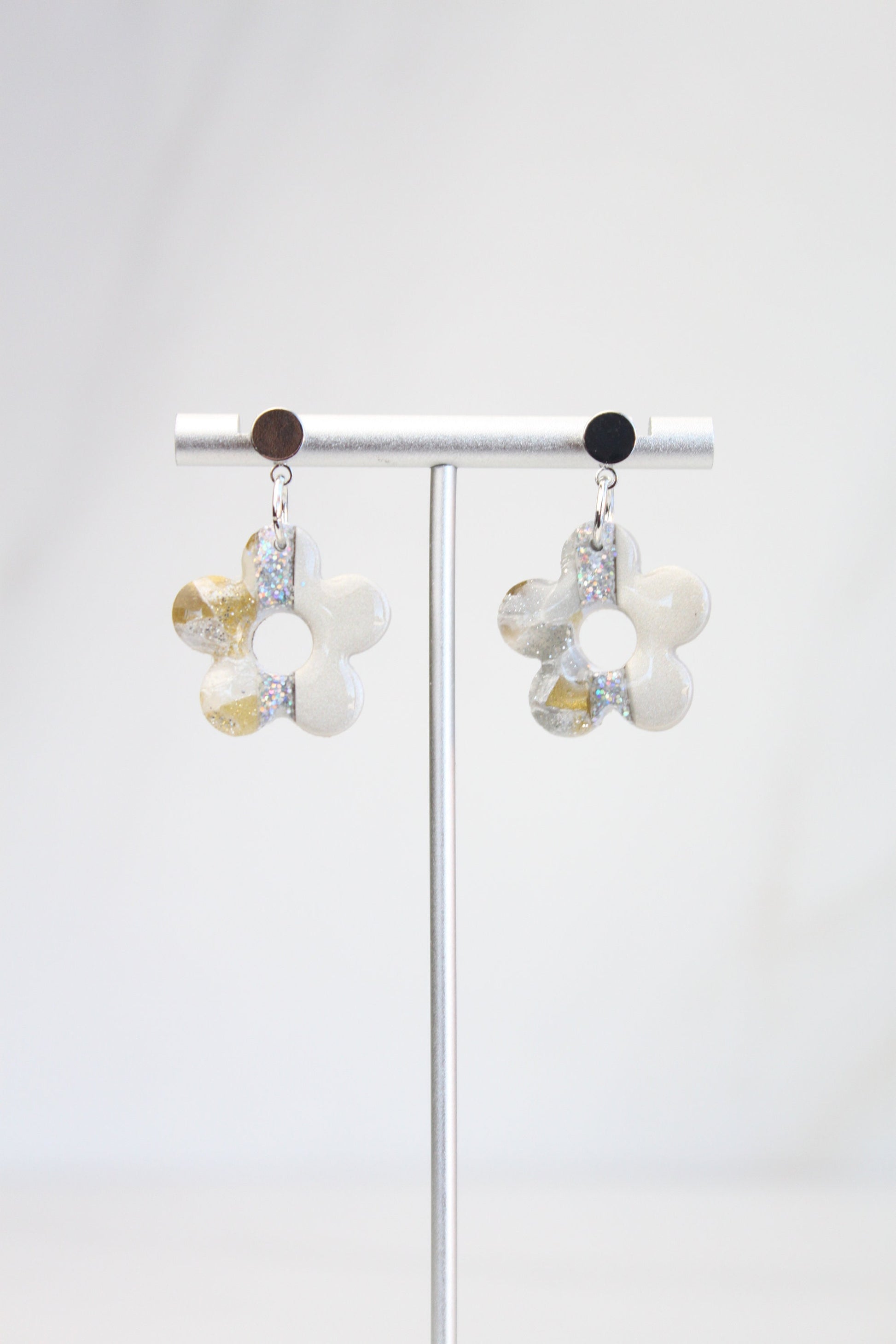 Clay Dangle Earrings - Geometric Modern Design, Handmade Lightweight Hypoallergenic Polymer Jewelry, Statement Accessory Multiple Colors