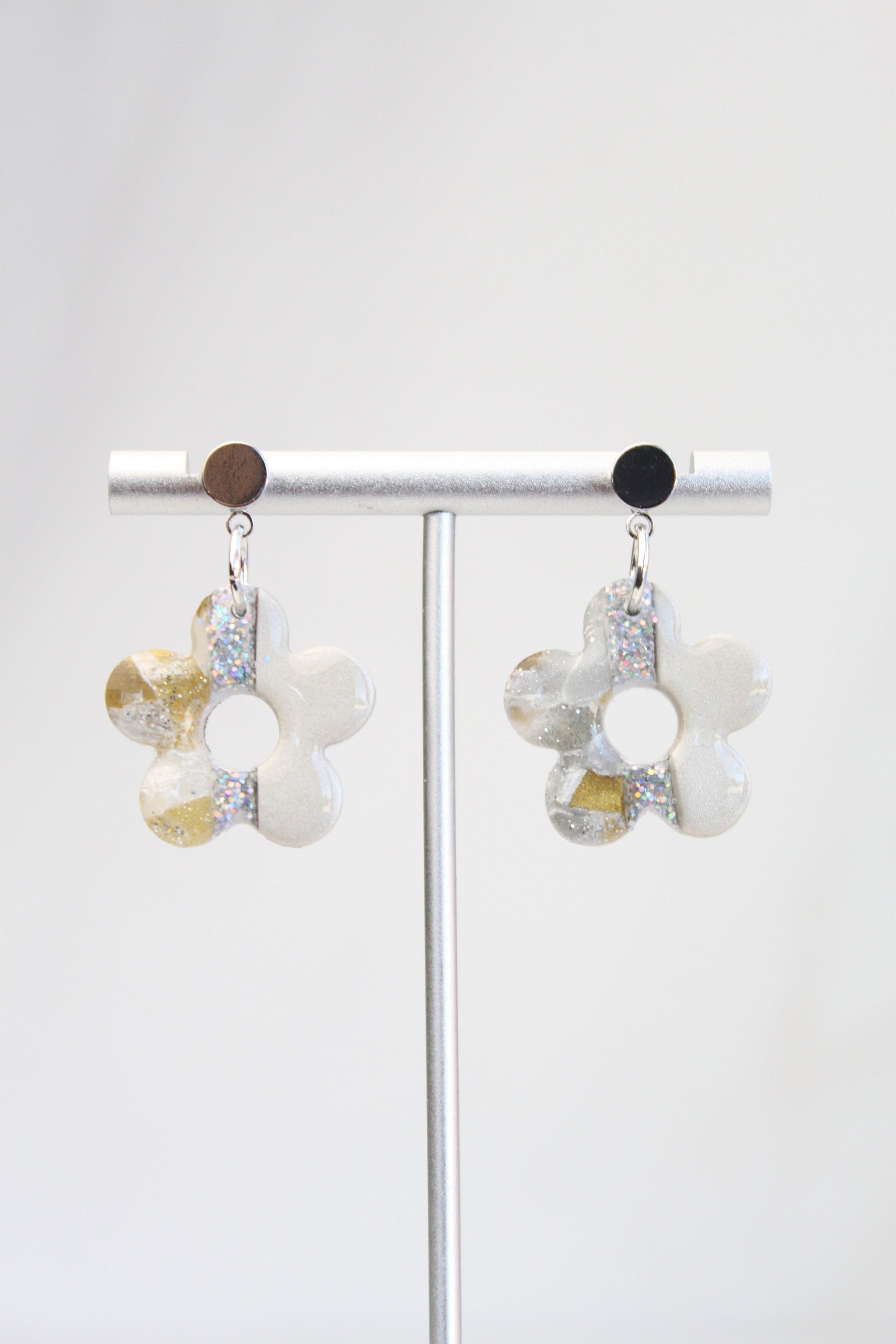 Clay Dangle Earrings - Geometric Modern Design, Handmade Lightweight Hypoallergenic Polymer Jewelry, Statement Accessory Multiple Colors