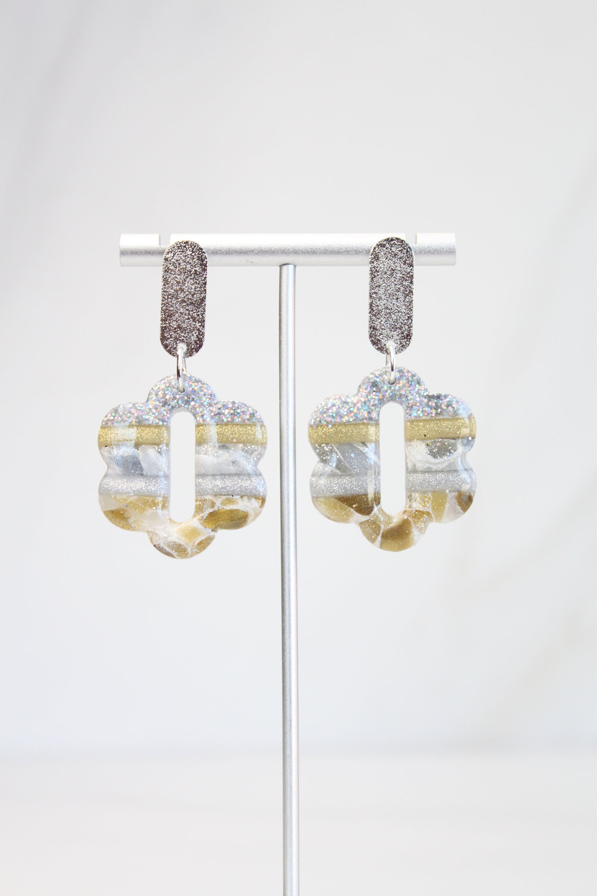 Clay Dangle Earrings - Geometric Modern Design, Handmade Lightweight Hypoallergenic Polymer Jewelry, Statement Accessory Multiple Colors