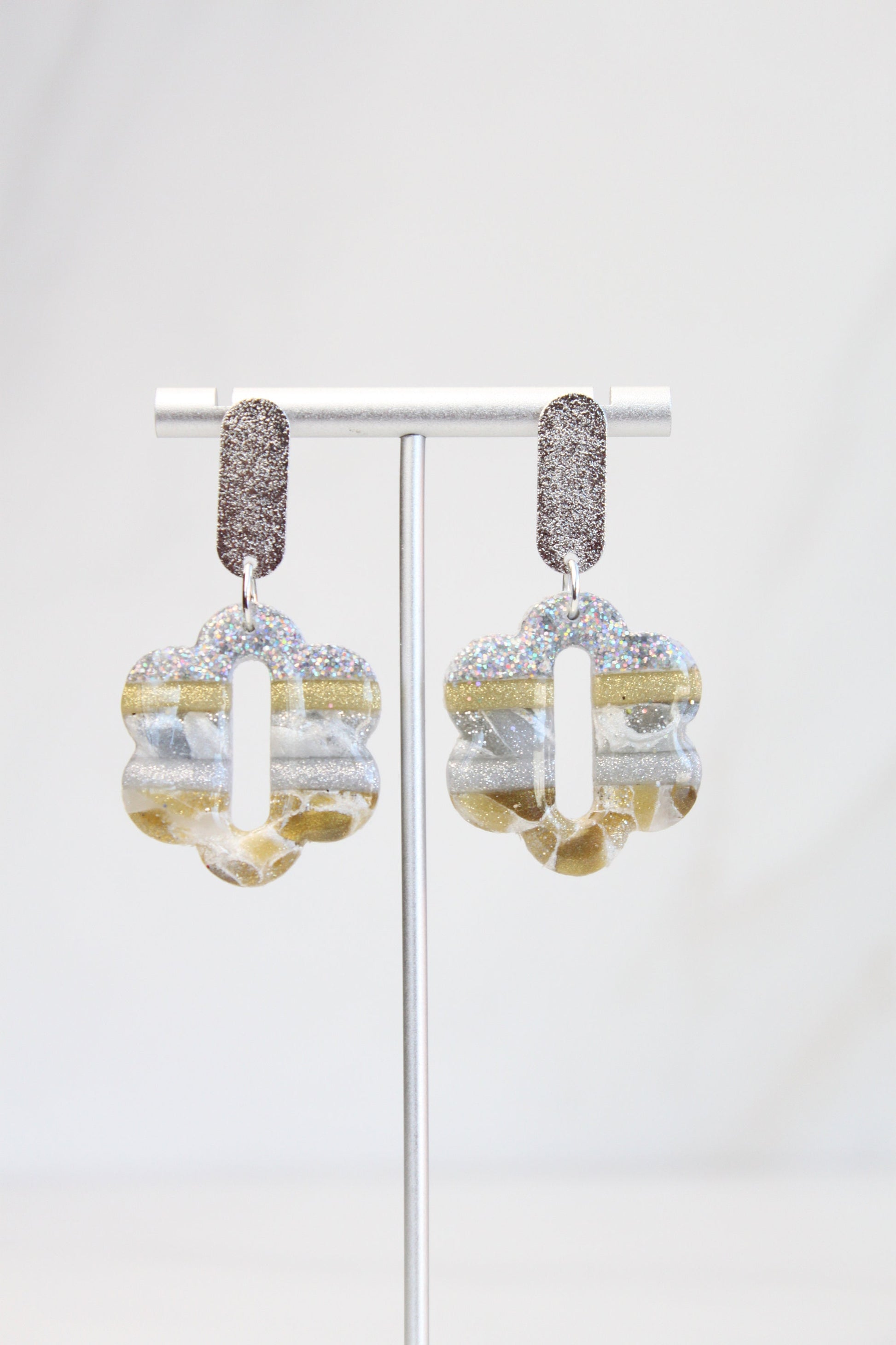 Clay Dangle Earrings - Geometric Modern Design, Handmade Lightweight Hypoallergenic Polymer Jewelry, Statement Accessory Multiple Colors