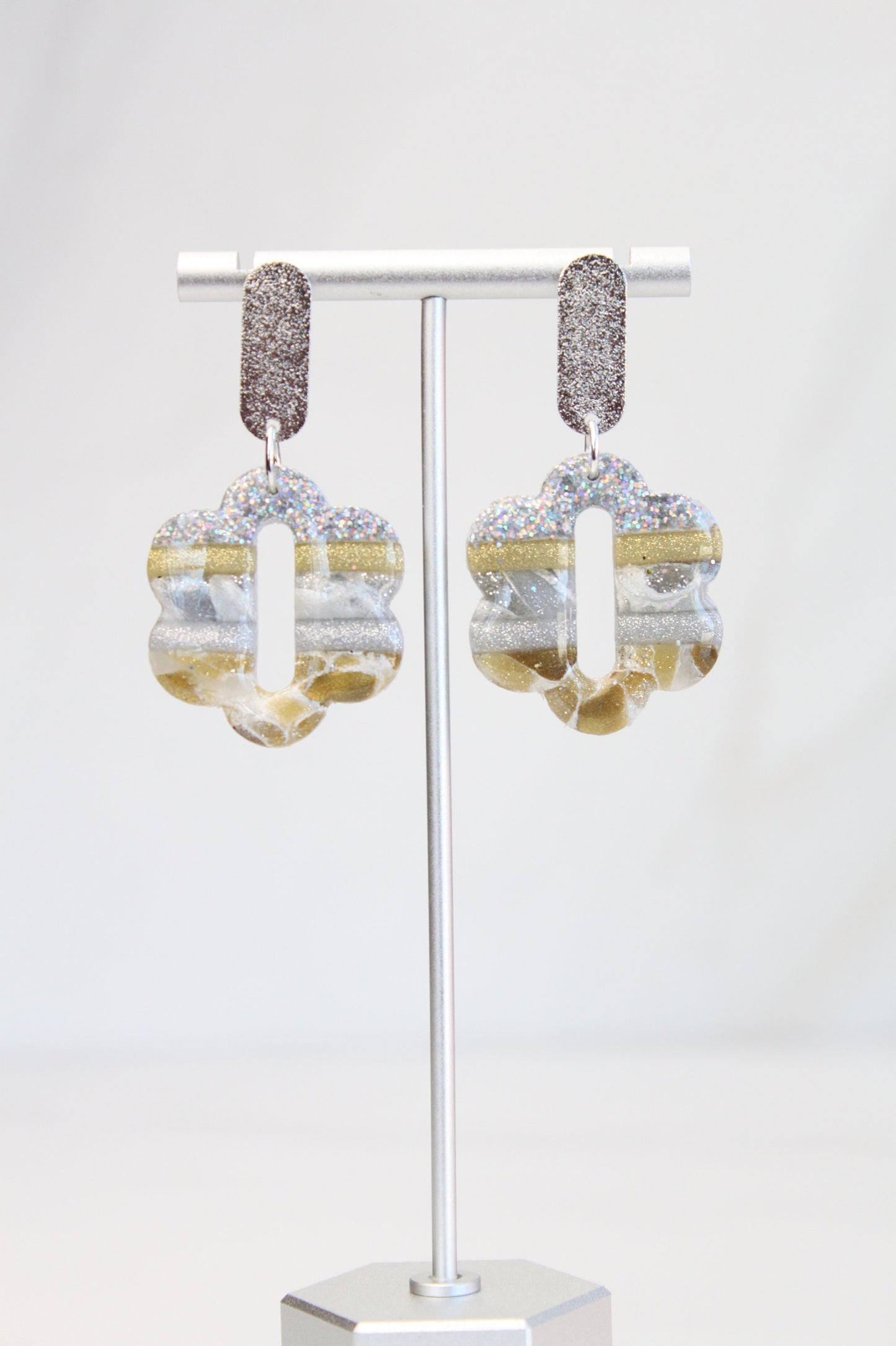 Clay Dangle Earrings - Geometric Modern Design, Handmade Lightweight Hypoallergenic Polymer Jewelry, Statement Accessory Multiple Colors