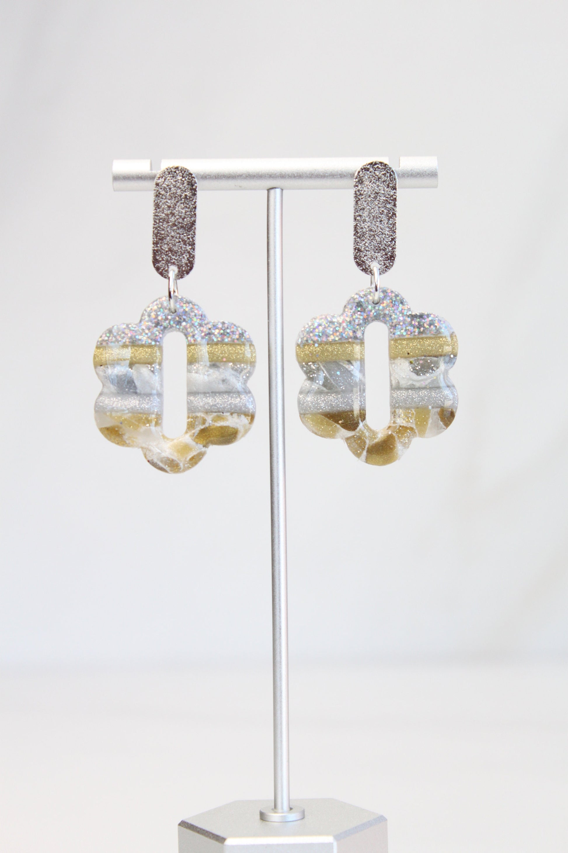 Clay Dangle Earrings - Geometric Modern Design, Handmade Lightweight Hypoallergenic Polymer Jewelry, Statement Accessory Multiple Colors