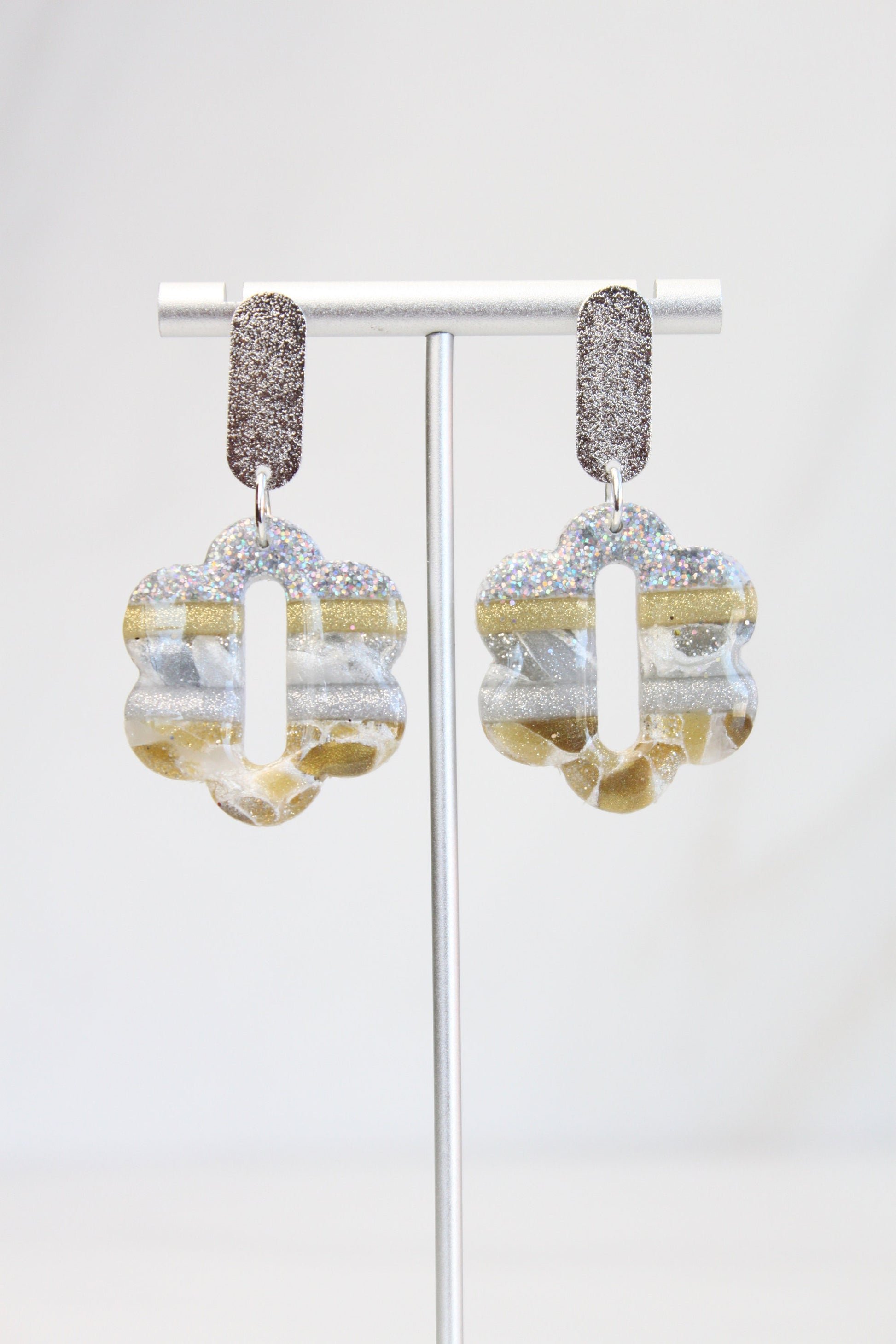 Clay Dangle Earrings - Geometric Modern Design, Handmade Lightweight Hypoallergenic Polymer Jewelry, Statement Accessory Multiple Colors