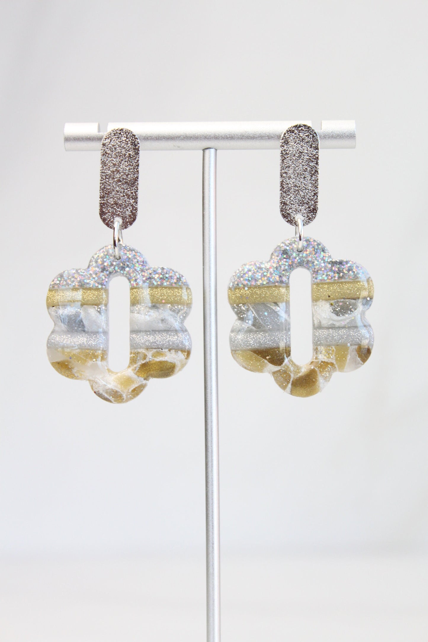 Clay Dangle Earrings - Geometric Modern Design, Handmade Lightweight Hypoallergenic Polymer Jewelry, Statement Accessory Multiple Colors