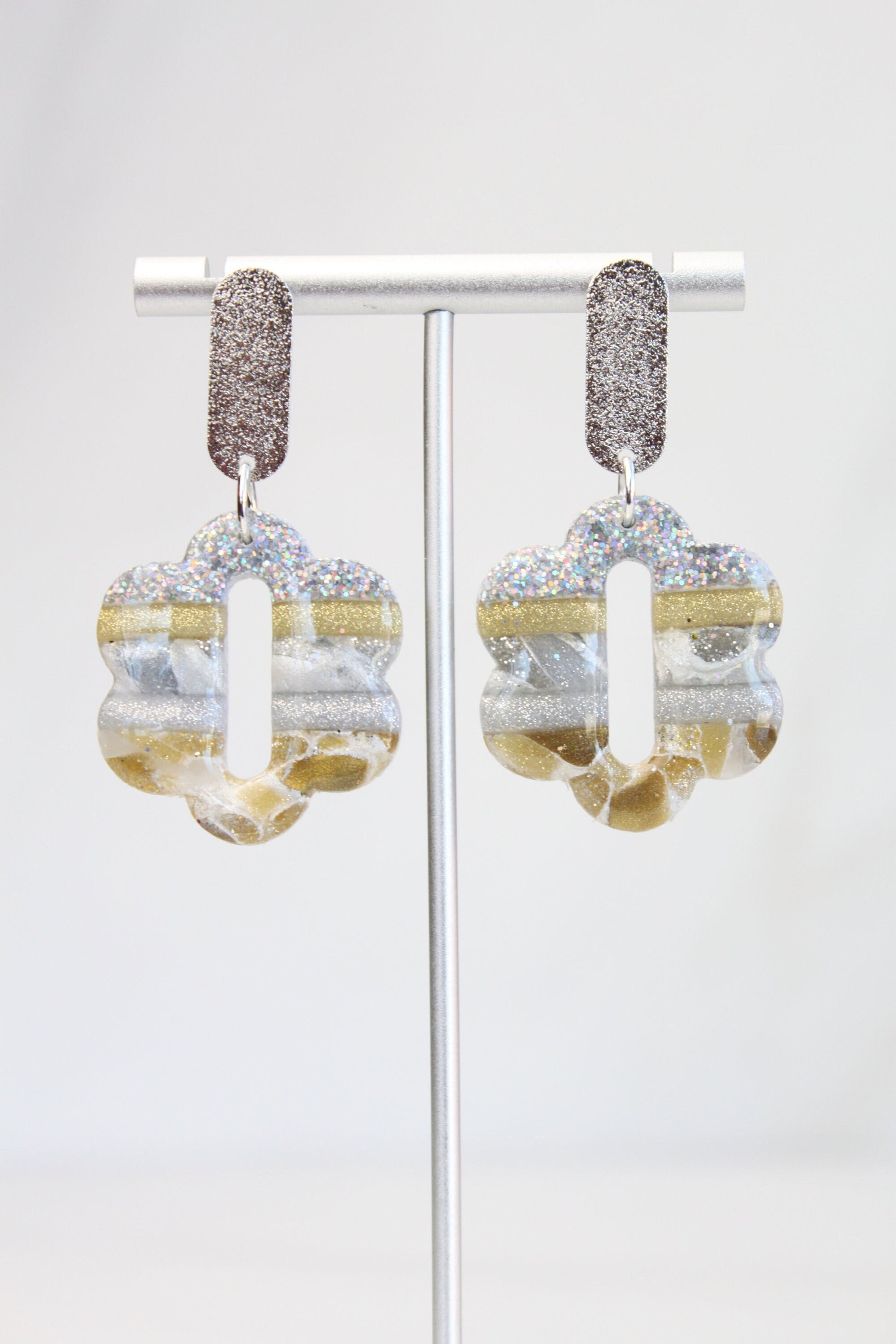 Clay Dangle Earrings - Geometric Modern Design, Handmade Lightweight Hypoallergenic Polymer Jewelry, Statement Accessory Multiple Colors