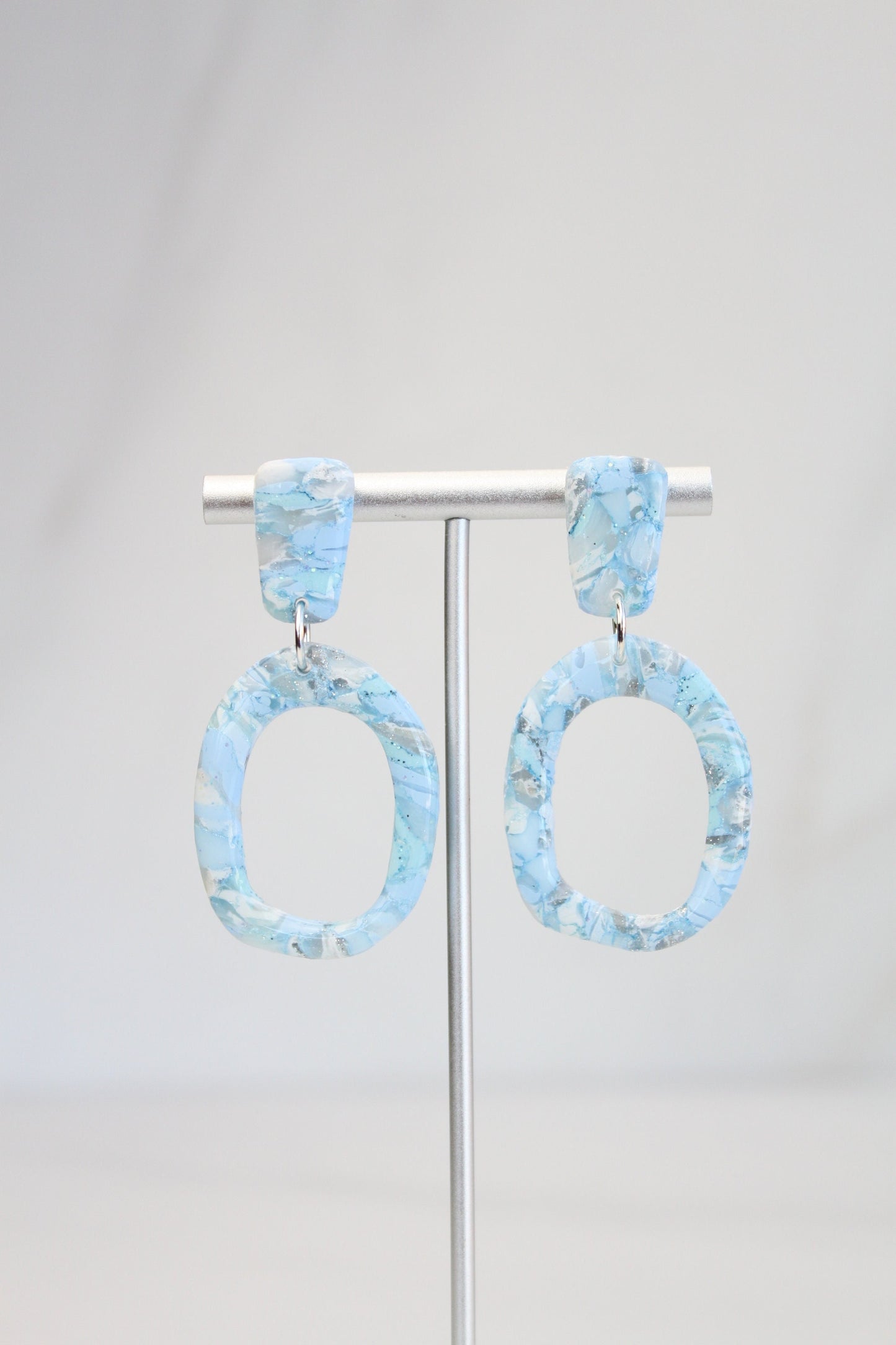 Clay Dangle Earrings - Geometric Modern Design, Handmade Lightweight Hypoallergenic Polymer Jewelry, Statement Accessory Multiple Colors