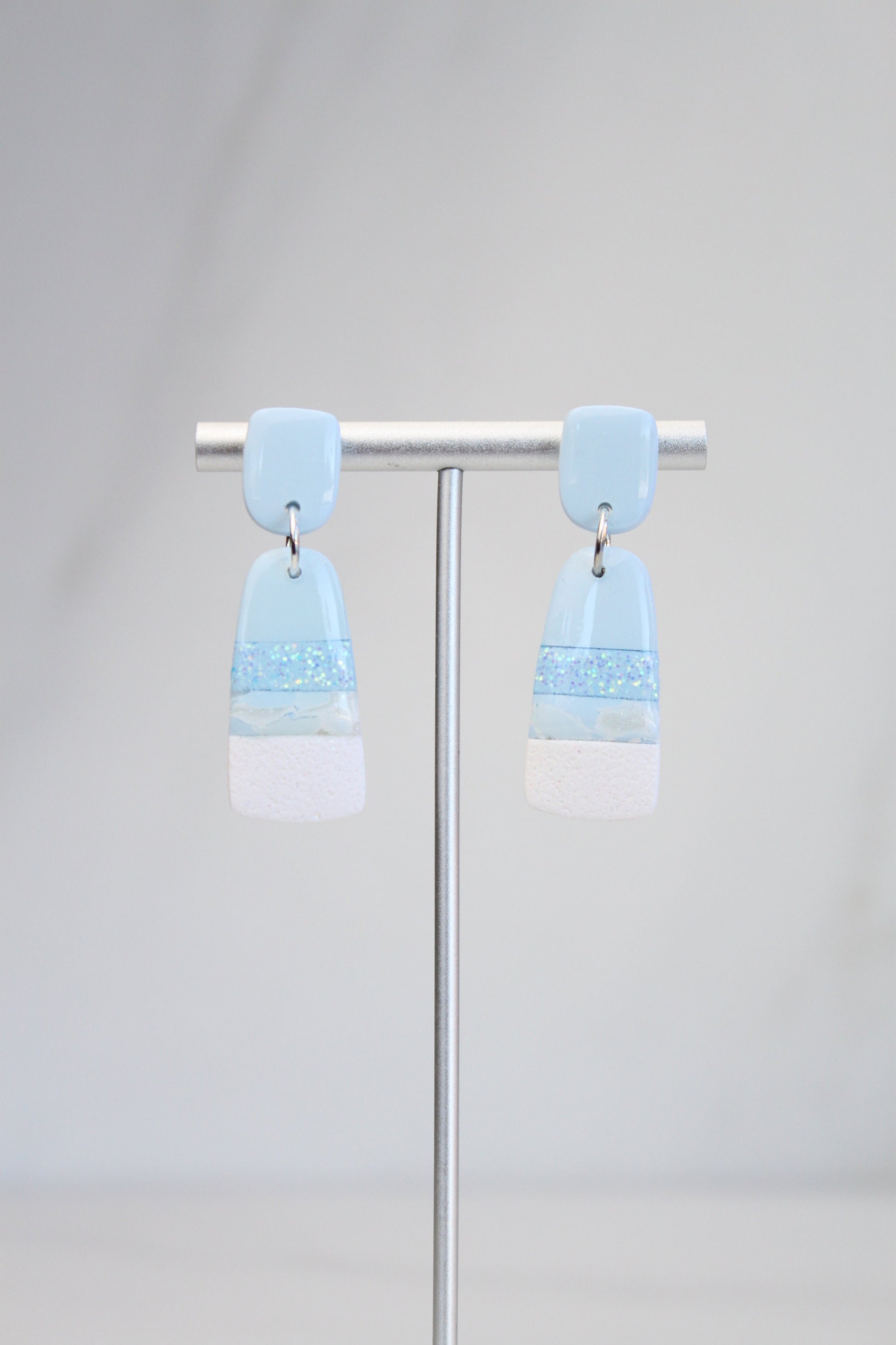 Clay Dangle Earrings - Geometric Modern Design, Handmade Lightweight Hypoallergenic Polymer Jewelry, Statement Accessory Multiple Colors