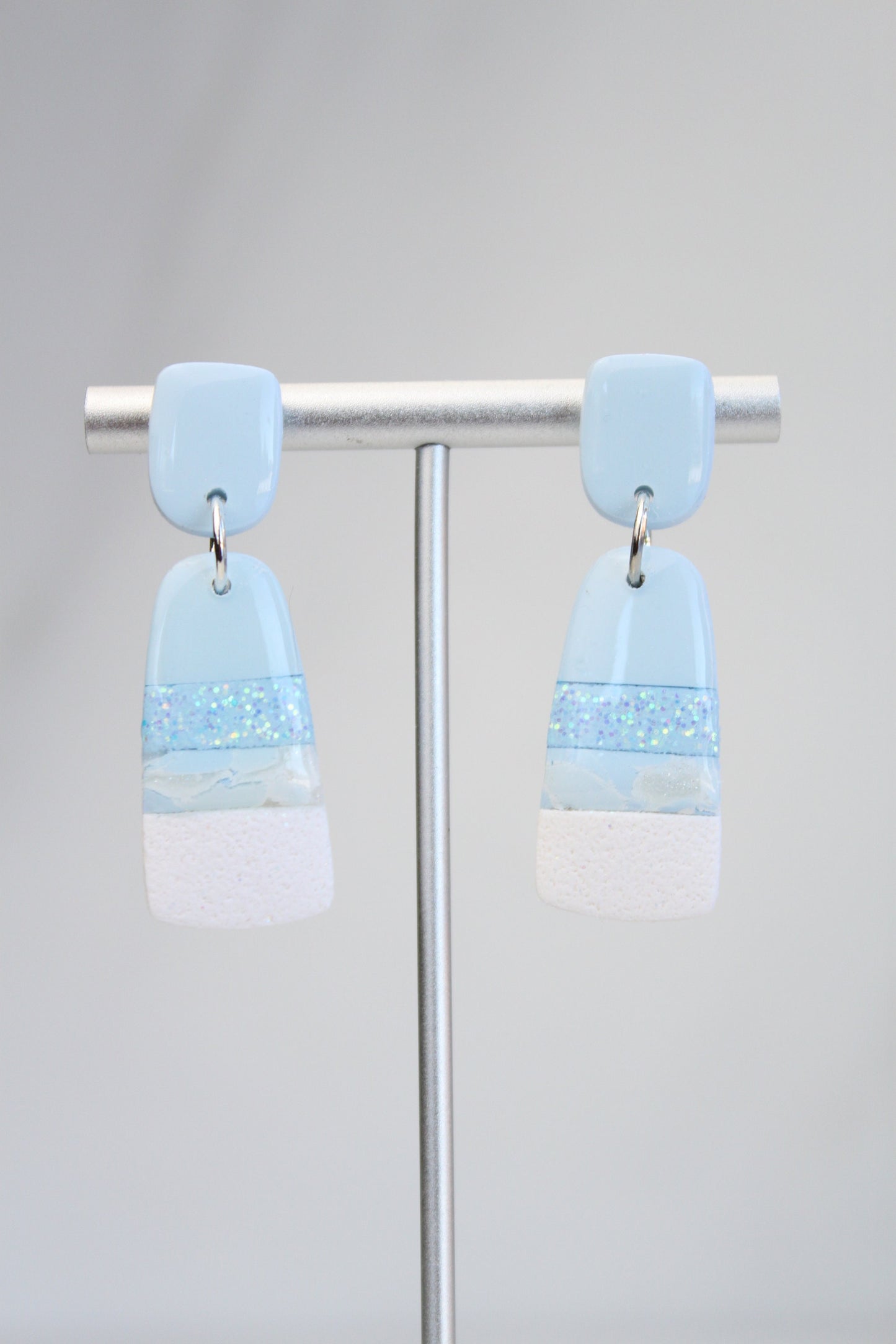 Clay Dangle Earrings - Geometric Modern Design, Handmade Lightweight Hypoallergenic Polymer Jewelry, Statement Accessory Multiple Colors