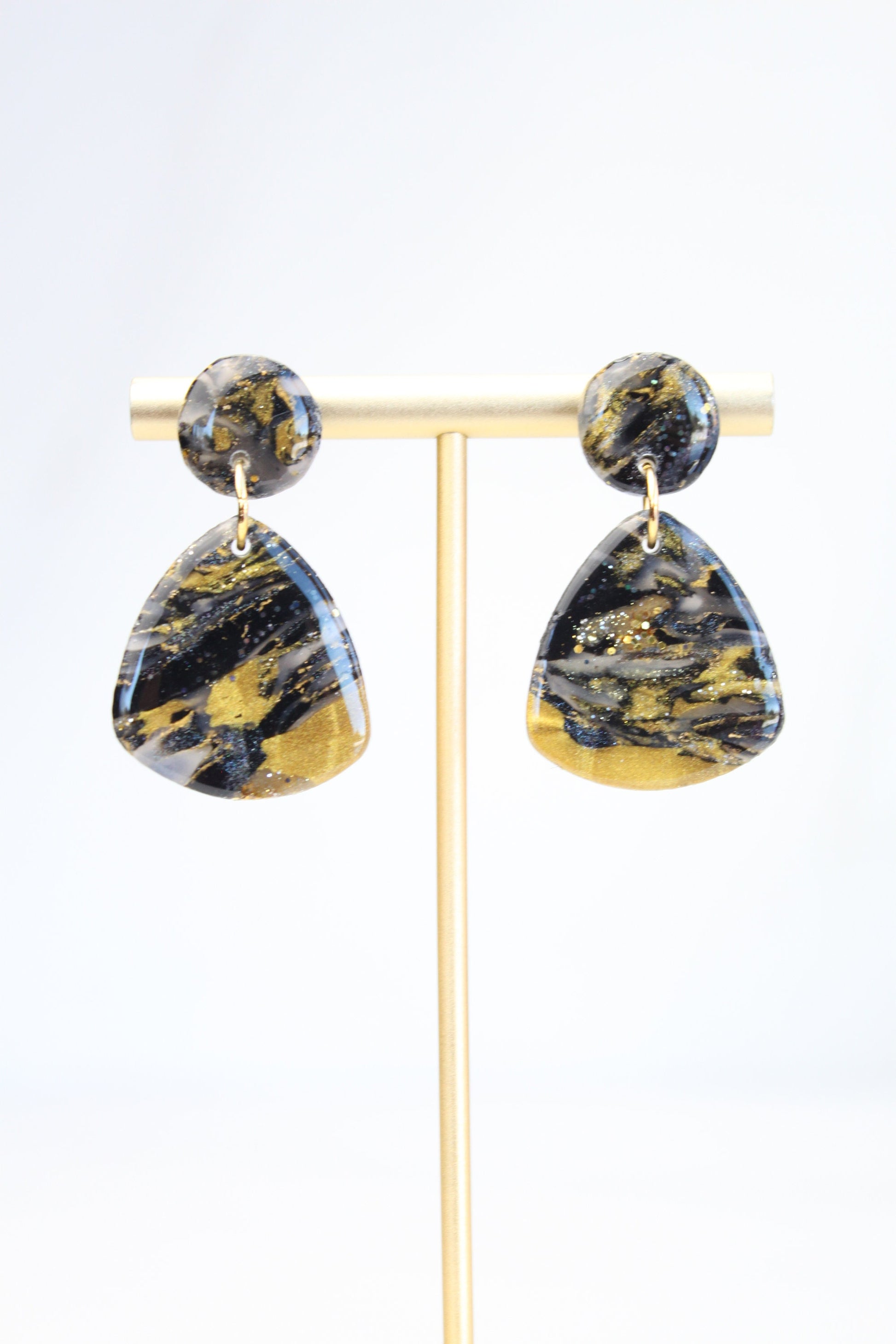 Clay Dangle Earrings - Geometric Modern Design, Handmade Lightweight Hypoallergenic Polymer Jewelry, Statement Accessory Multiple Colors