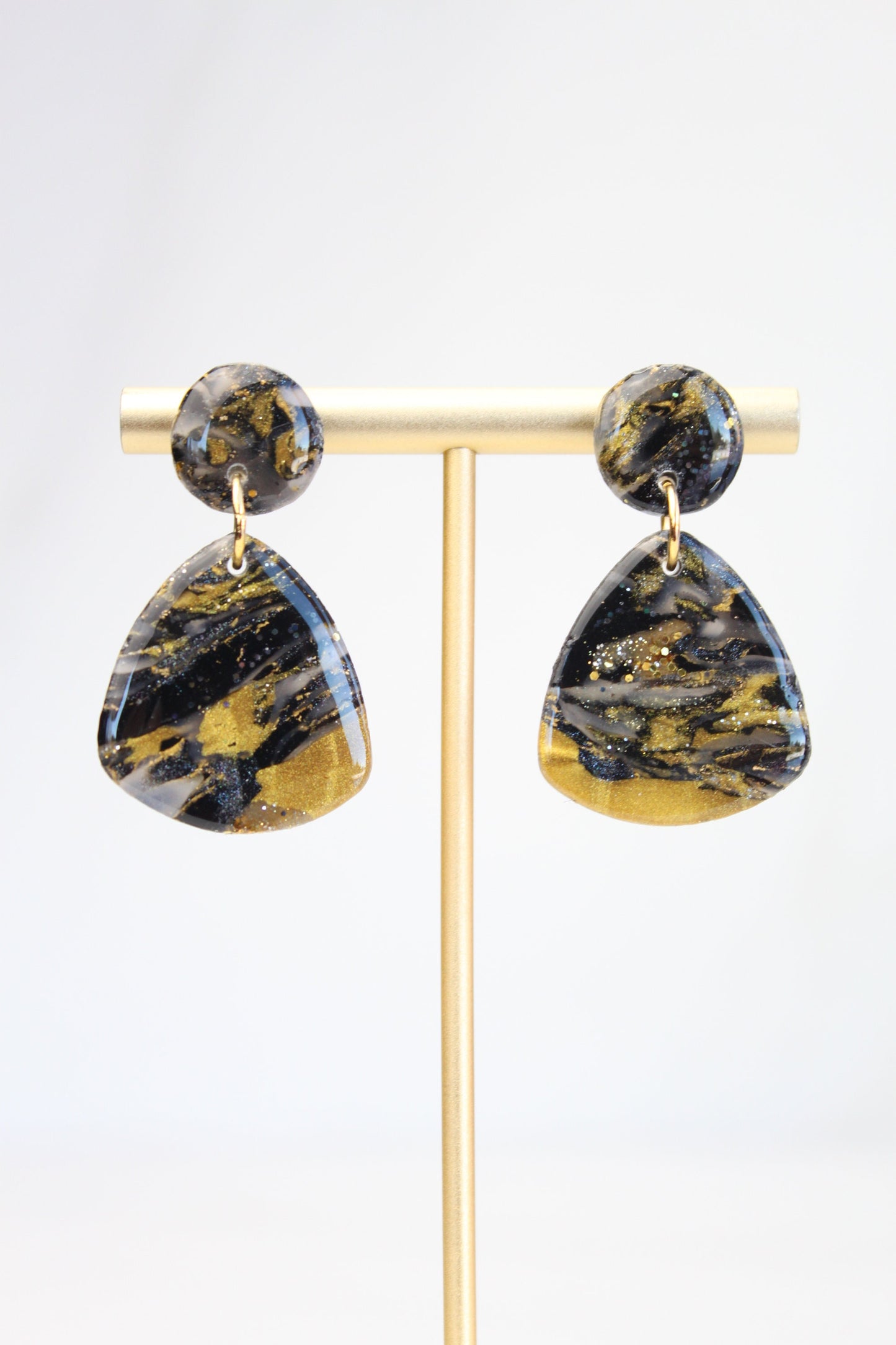 Clay Dangle Earrings - Geometric Modern Design, Handmade Lightweight Hypoallergenic Polymer Jewelry, Statement Accessory Multiple Colors