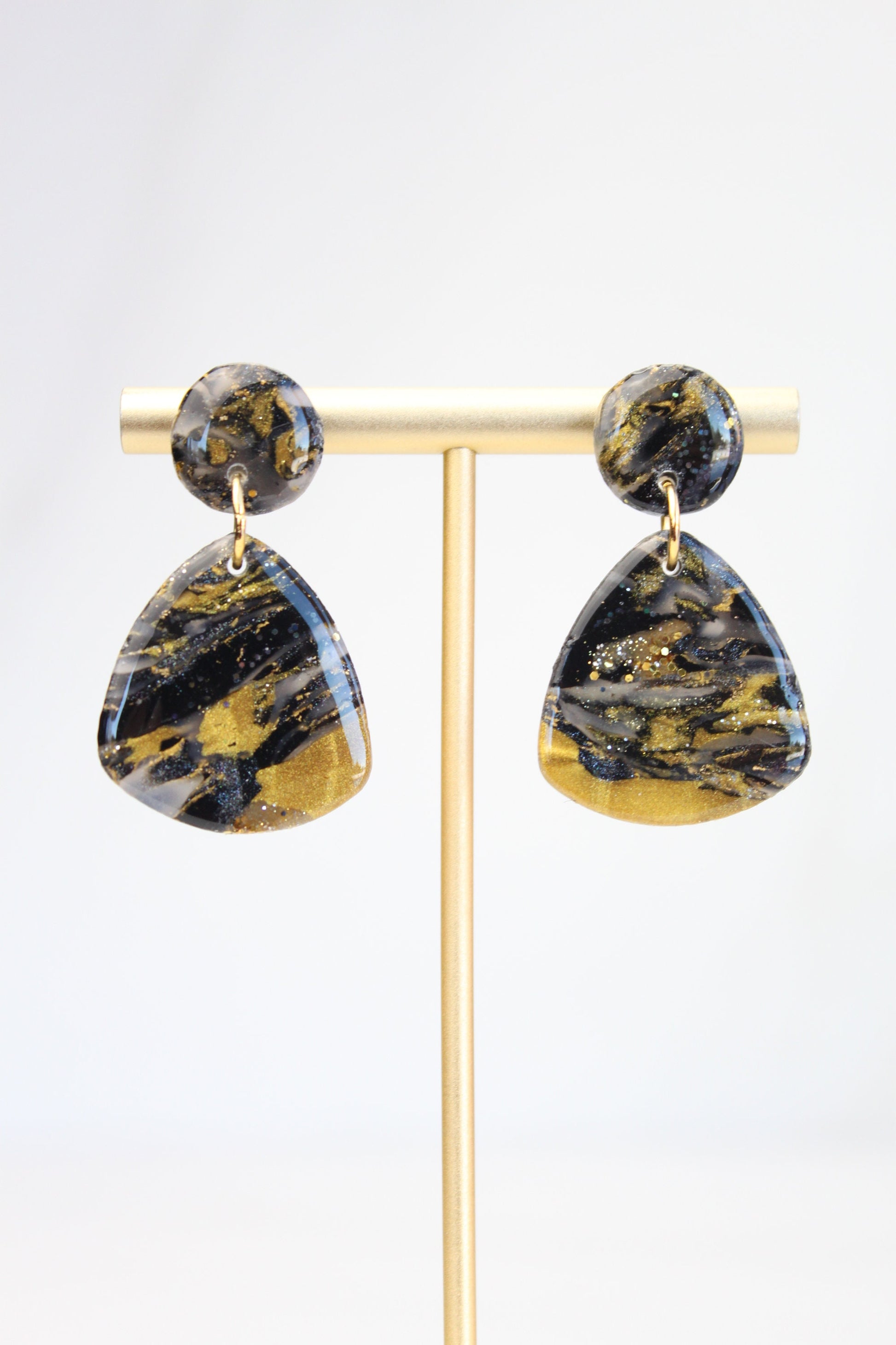 Clay Dangle Earrings - Geometric Modern Design, Handmade Lightweight Hypoallergenic Polymer Jewelry, Statement Accessory Multiple Colors