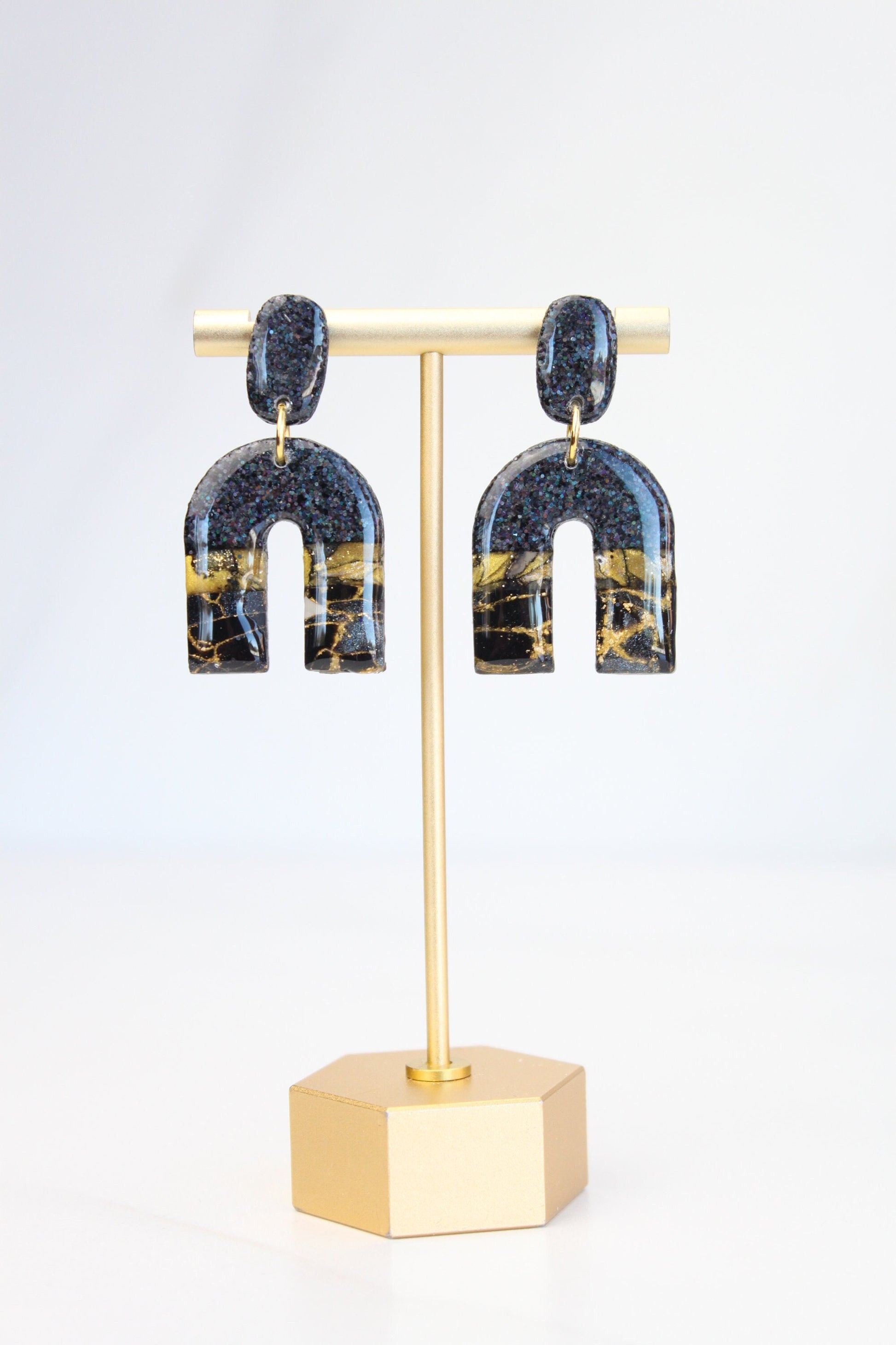 Clay Dangle Earrings - Geometric Modern Design, Handmade Lightweight Hypoallergenic Polymer Jewelry, Statement Accessory Multiple Colors