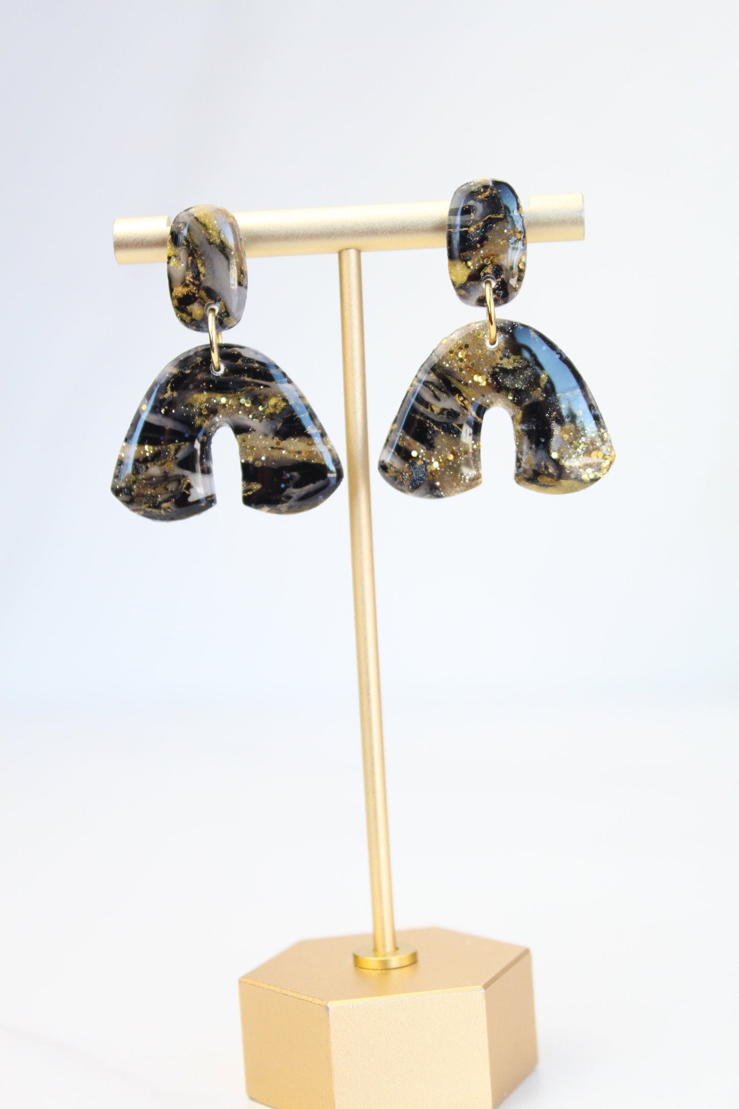 Clay Dangle Earrings - Geometric Modern Design, Handmade Lightweight Hypoallergenic Polymer Jewelry, Statement Accessory Multiple Colors