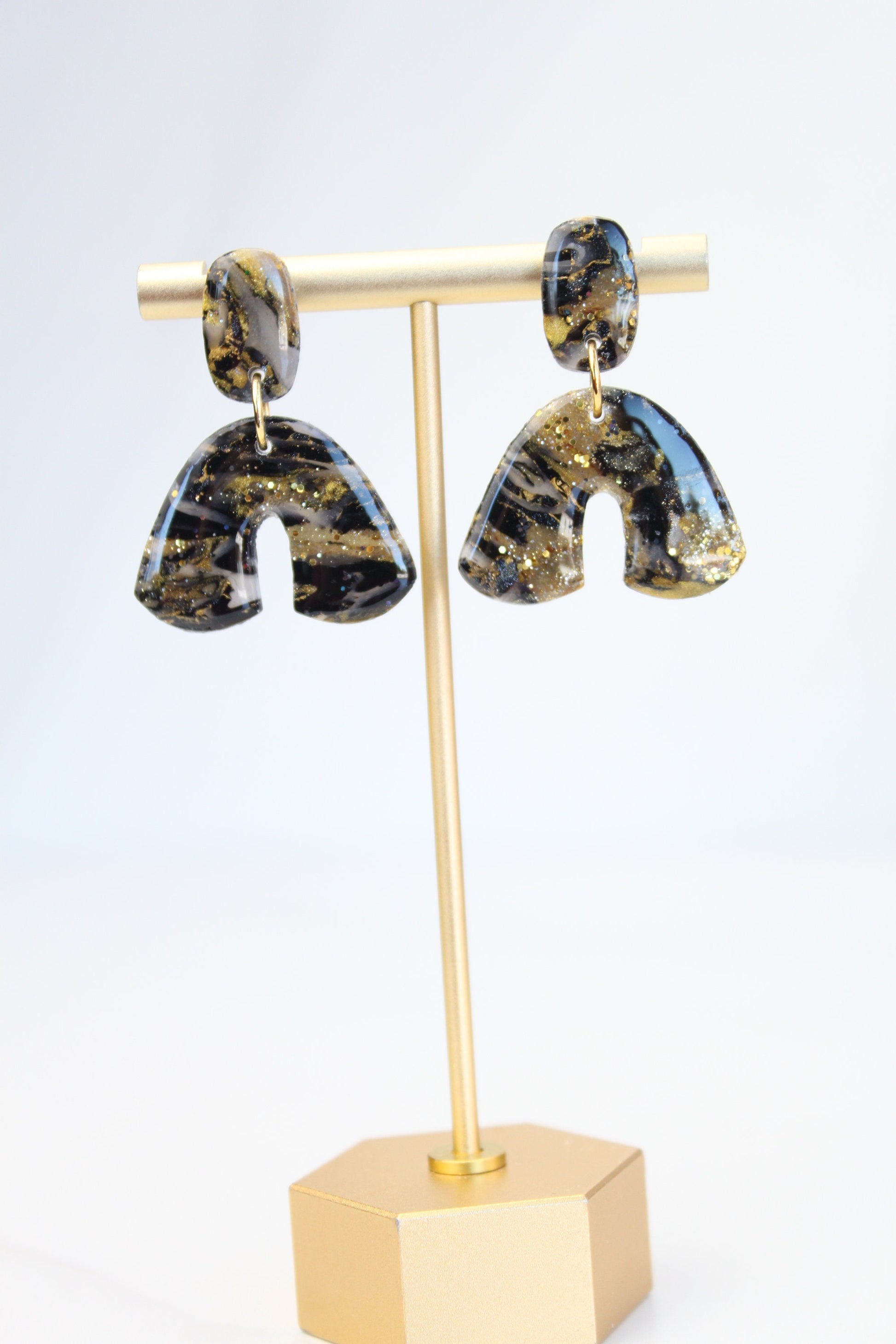 Clay Dangle Earrings - Geometric Modern Design, Handmade Lightweight Hypoallergenic Polymer Jewelry, Statement Accessory Multiple Colors