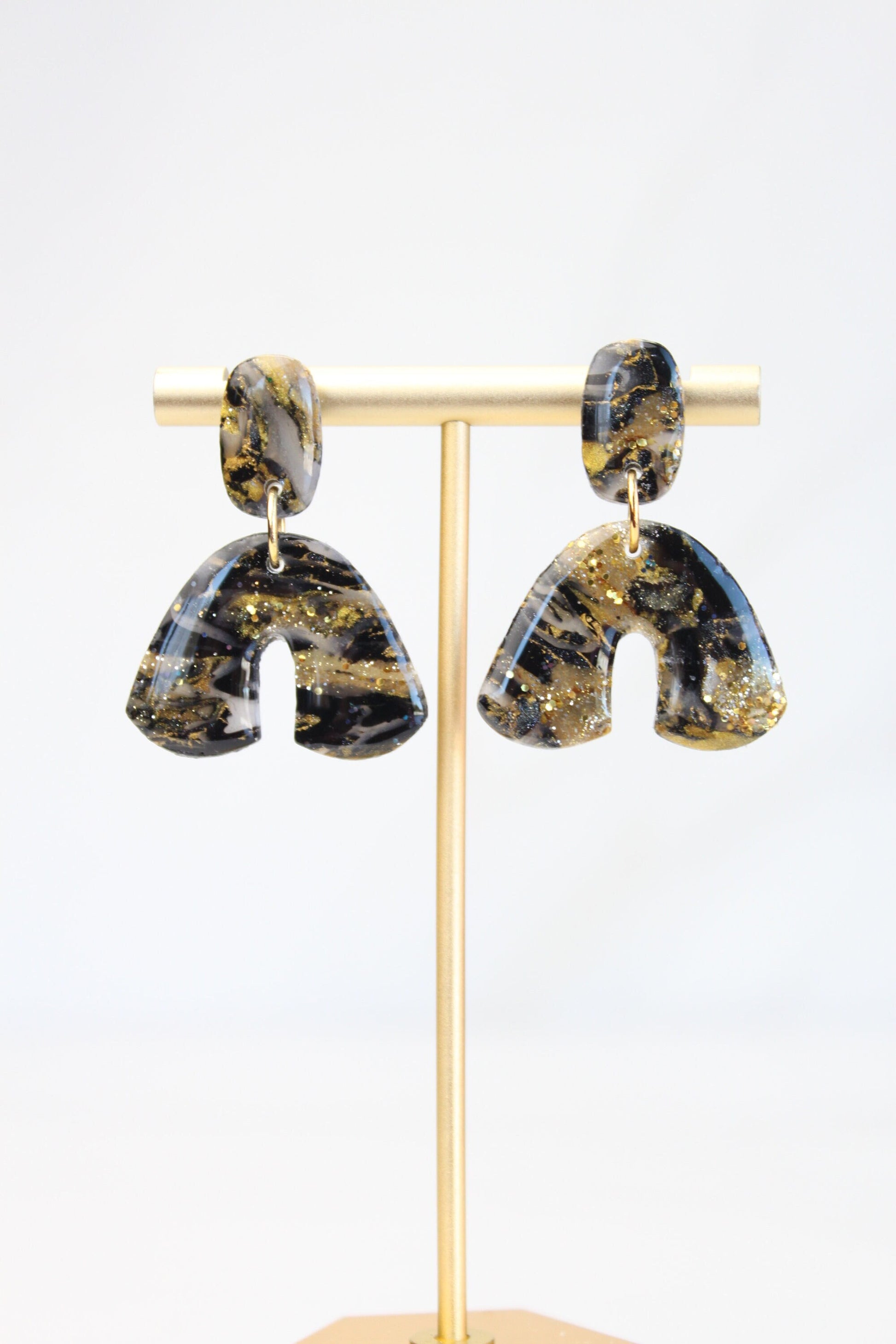 Clay Dangle Earrings - Geometric Modern Design, Handmade Lightweight Hypoallergenic Polymer Jewelry, Statement Accessory Multiple Colors