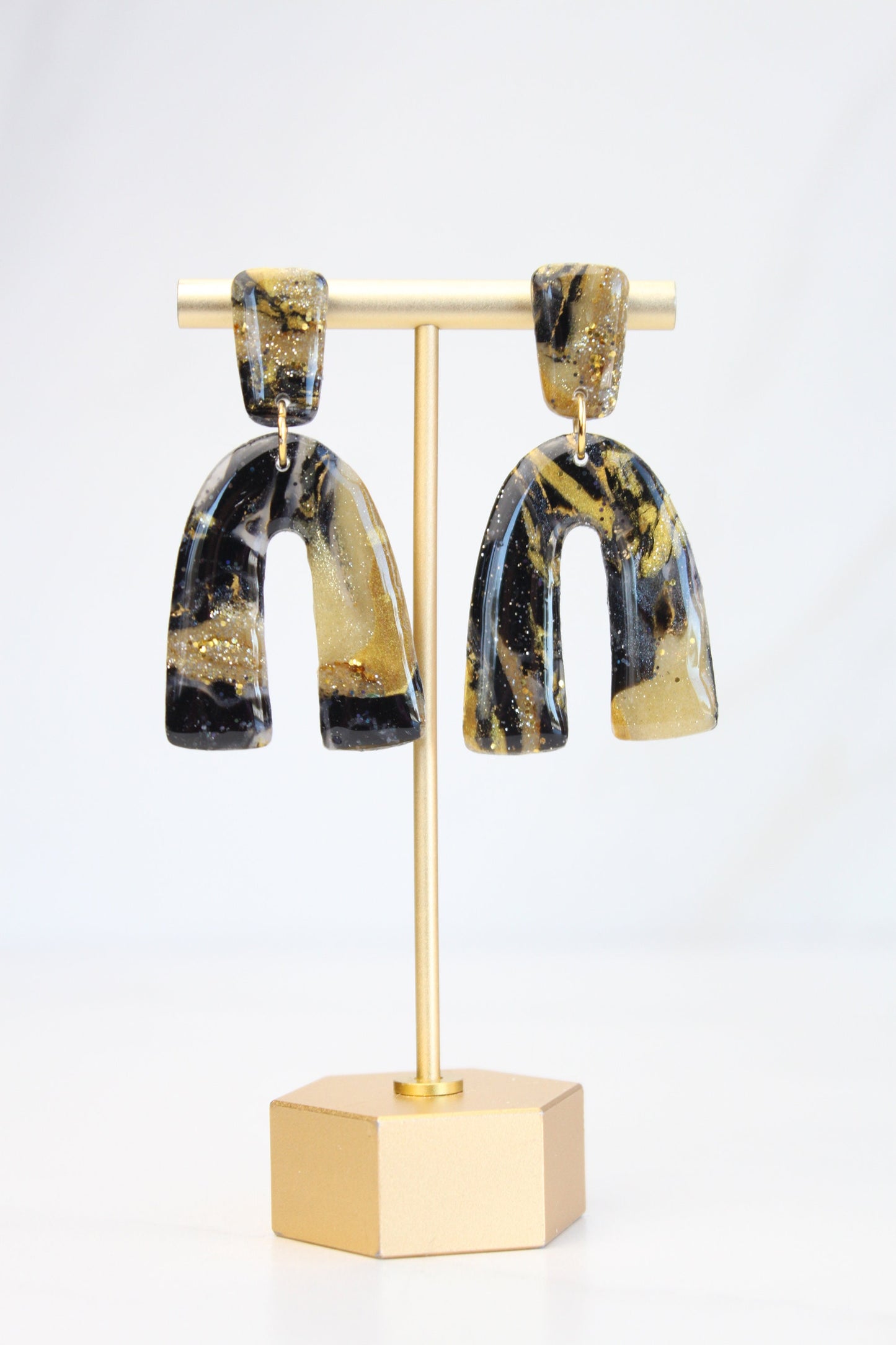 Clay Dangle Earrings - Geometric Modern Design, Handmade Lightweight Hypoallergenic Polymer Jewelry, Statement Accessory Multiple Colors