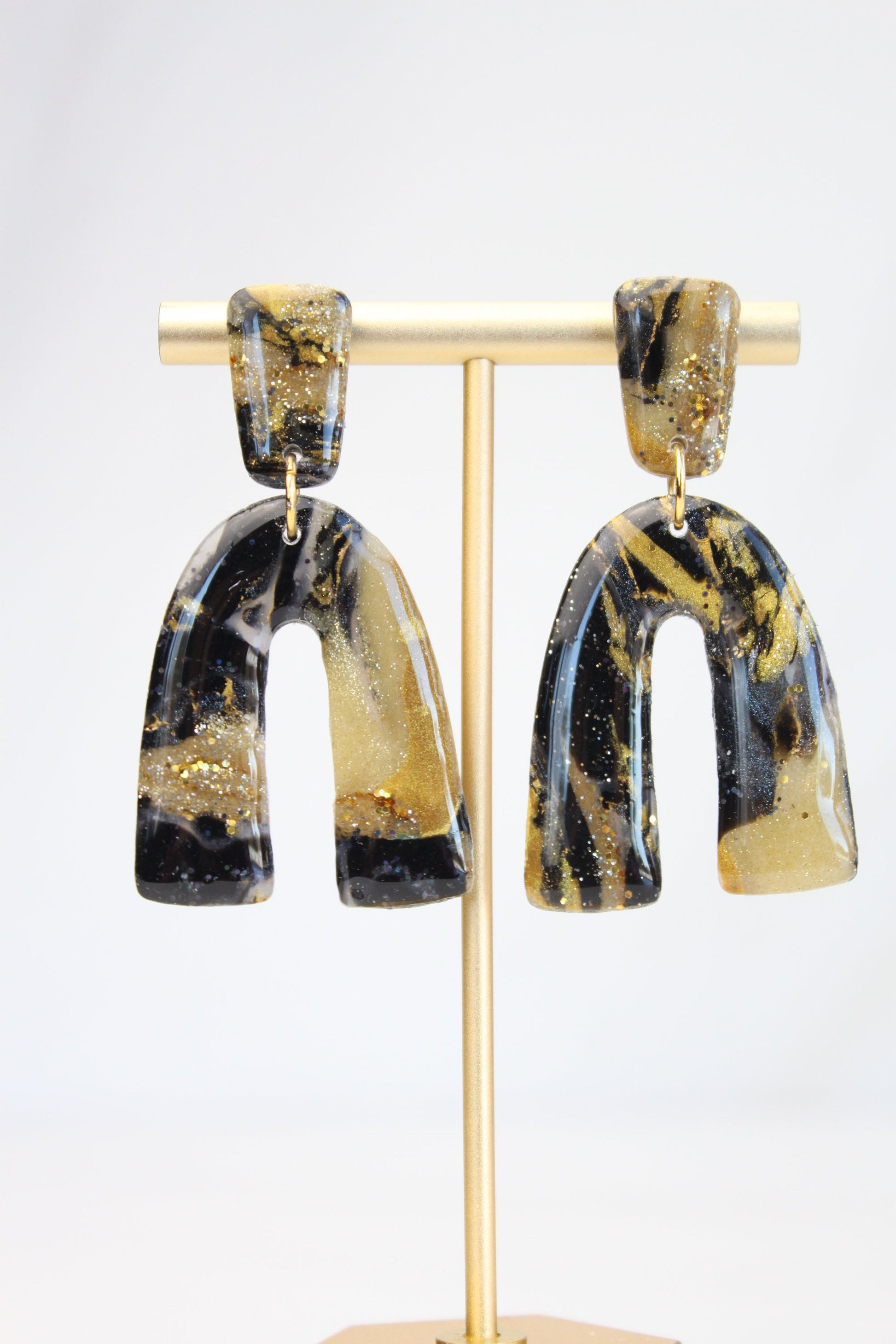 Clay Dangle Earrings - Geometric Modern Design, Handmade Lightweight Hypoallergenic Polymer Jewelry, Statement Accessory Multiple Colors