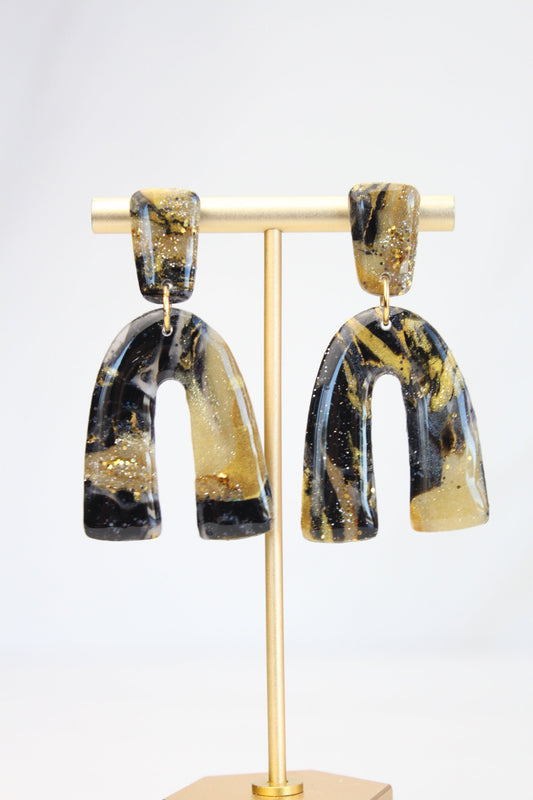 Clay Dangle Earrings - Geometric Modern Design, Handmade Lightweight Hypoallergenic Polymer Jewelry, Statement Accessory Multiple Colors