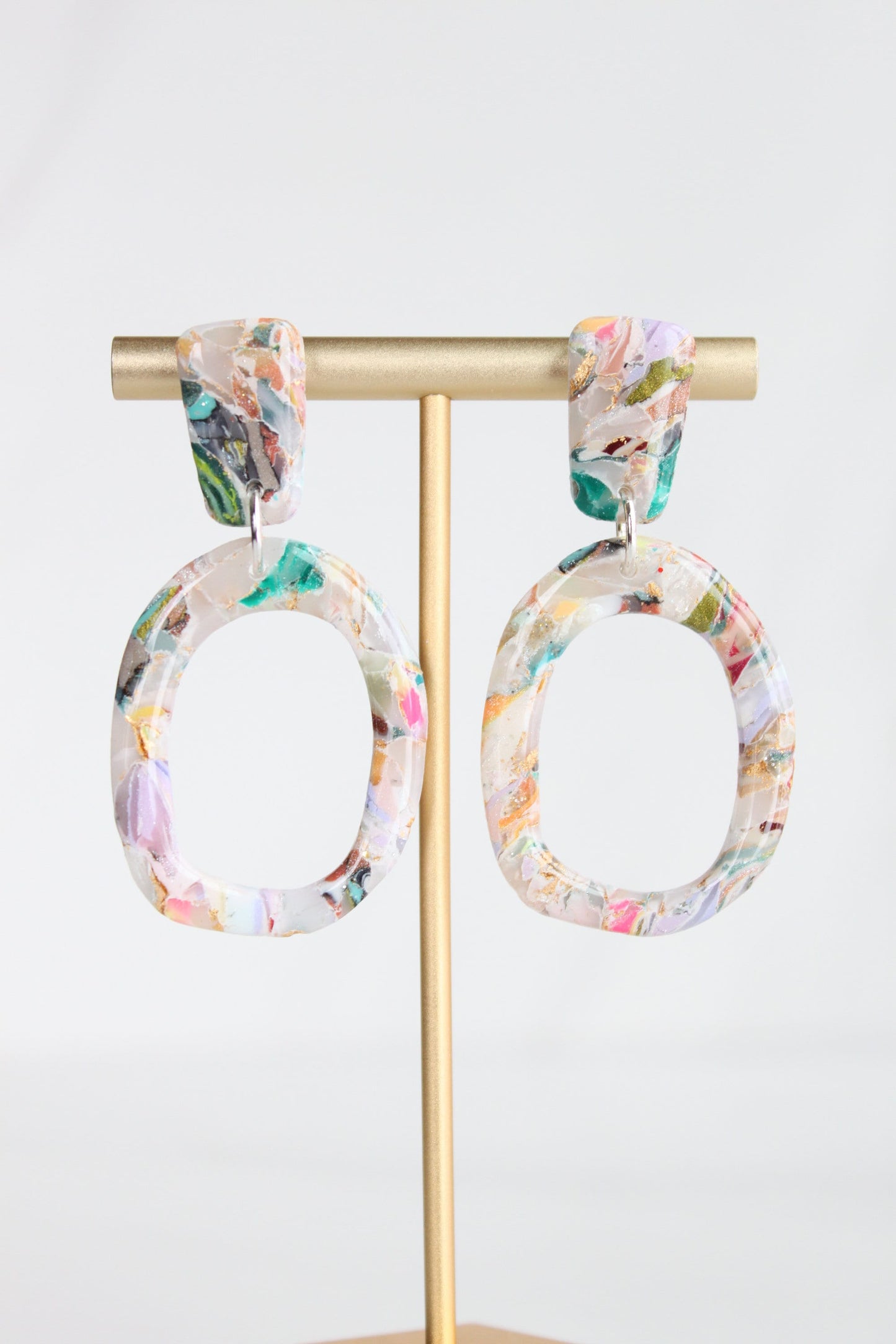 Clay Dangle Earrings - Geometric Modern Design, Handmade Lightweight Hypoallergenic Polymer Jewelry, Statement Accessory Multiple Colors