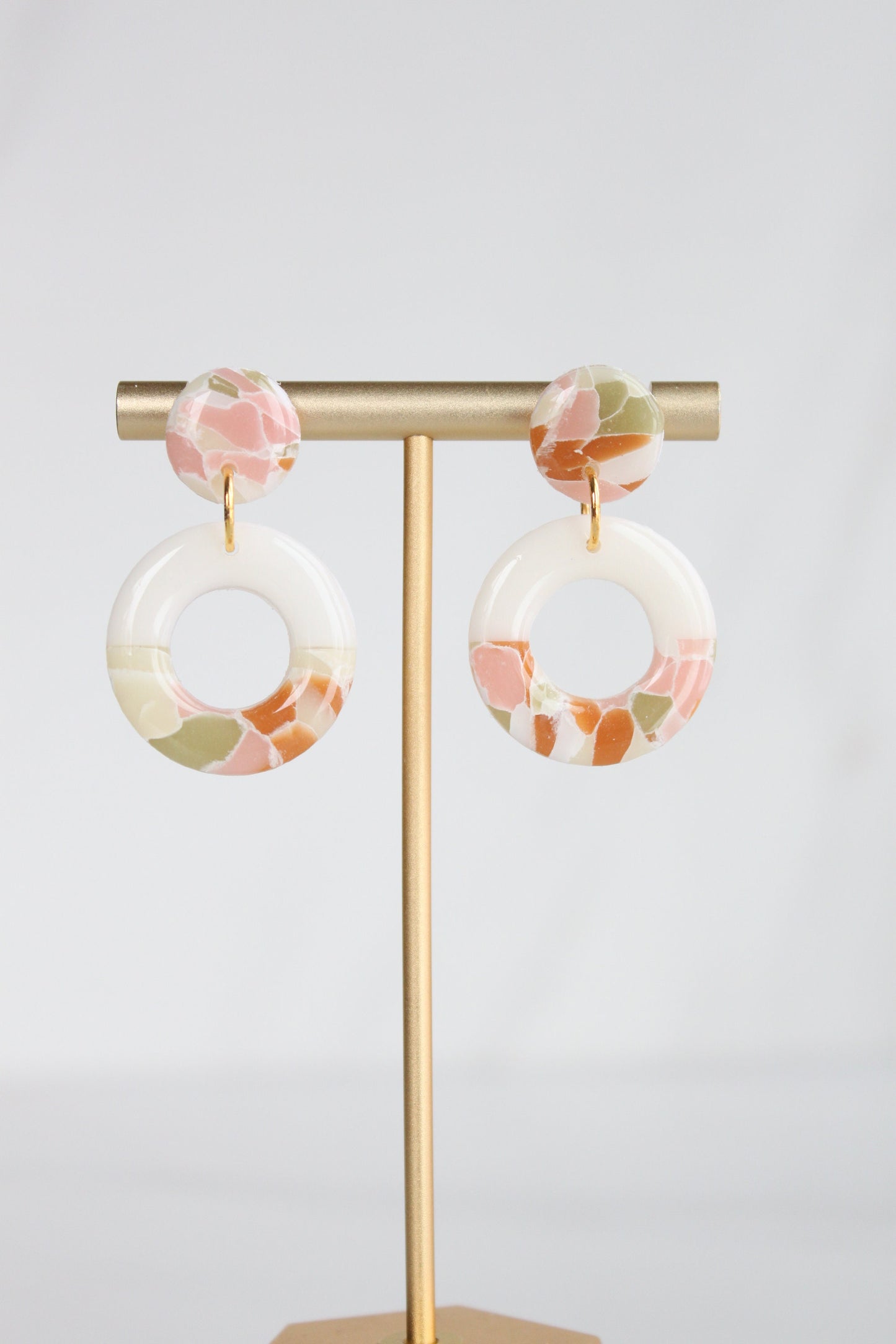 Clay Dangle Earrings - Geometric Modern Design, Handmade Lightweight Hypoallergenic Polymer Jewelry, Statement Accessory Multiple Colors