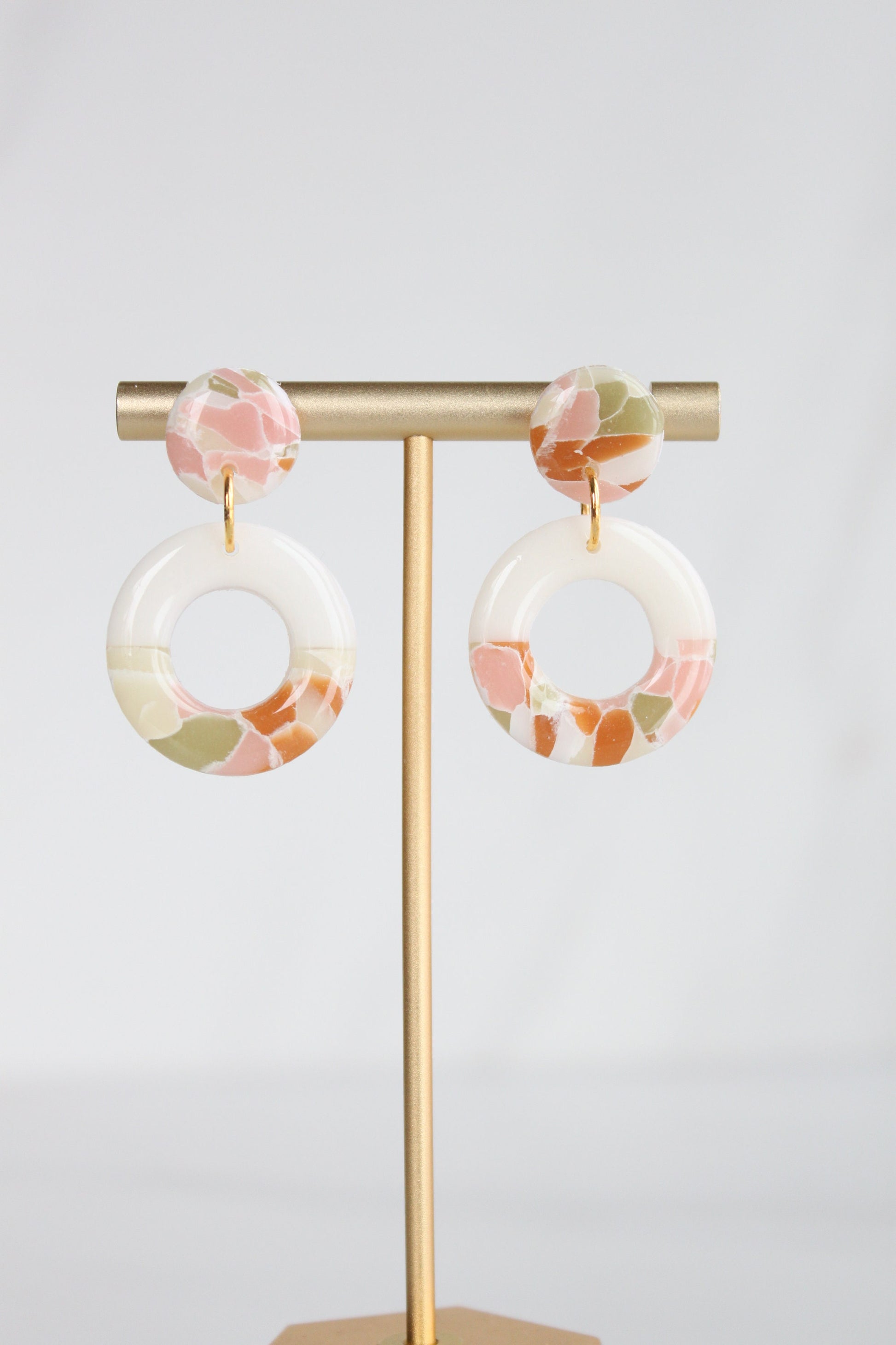 Clay Dangle Earrings - Geometric Modern Design, Handmade Lightweight Hypoallergenic Polymer Jewelry, Statement Accessory Multiple Colors