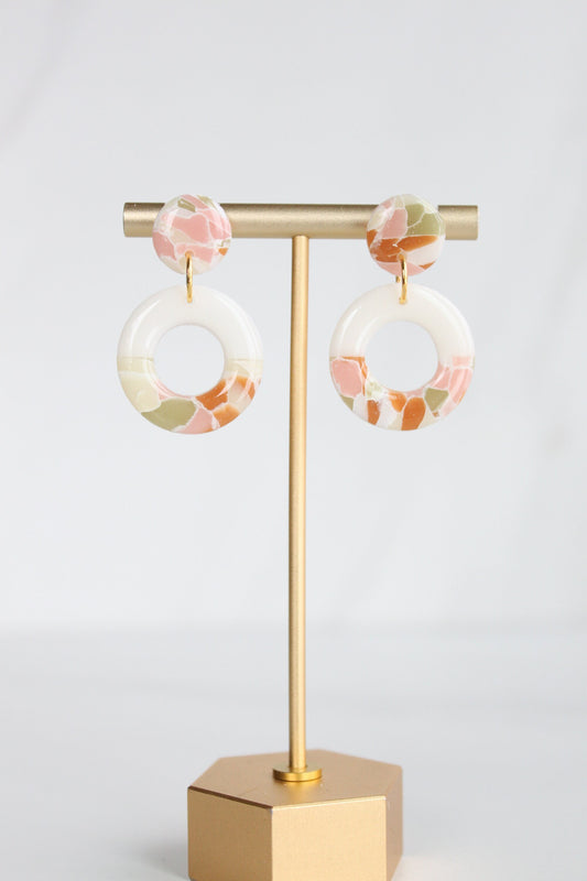 Clay Dangle Earrings - Geometric Modern Design, Handmade Lightweight Hypoallergenic Polymer Jewelry, Statement Accessory Multiple Colors