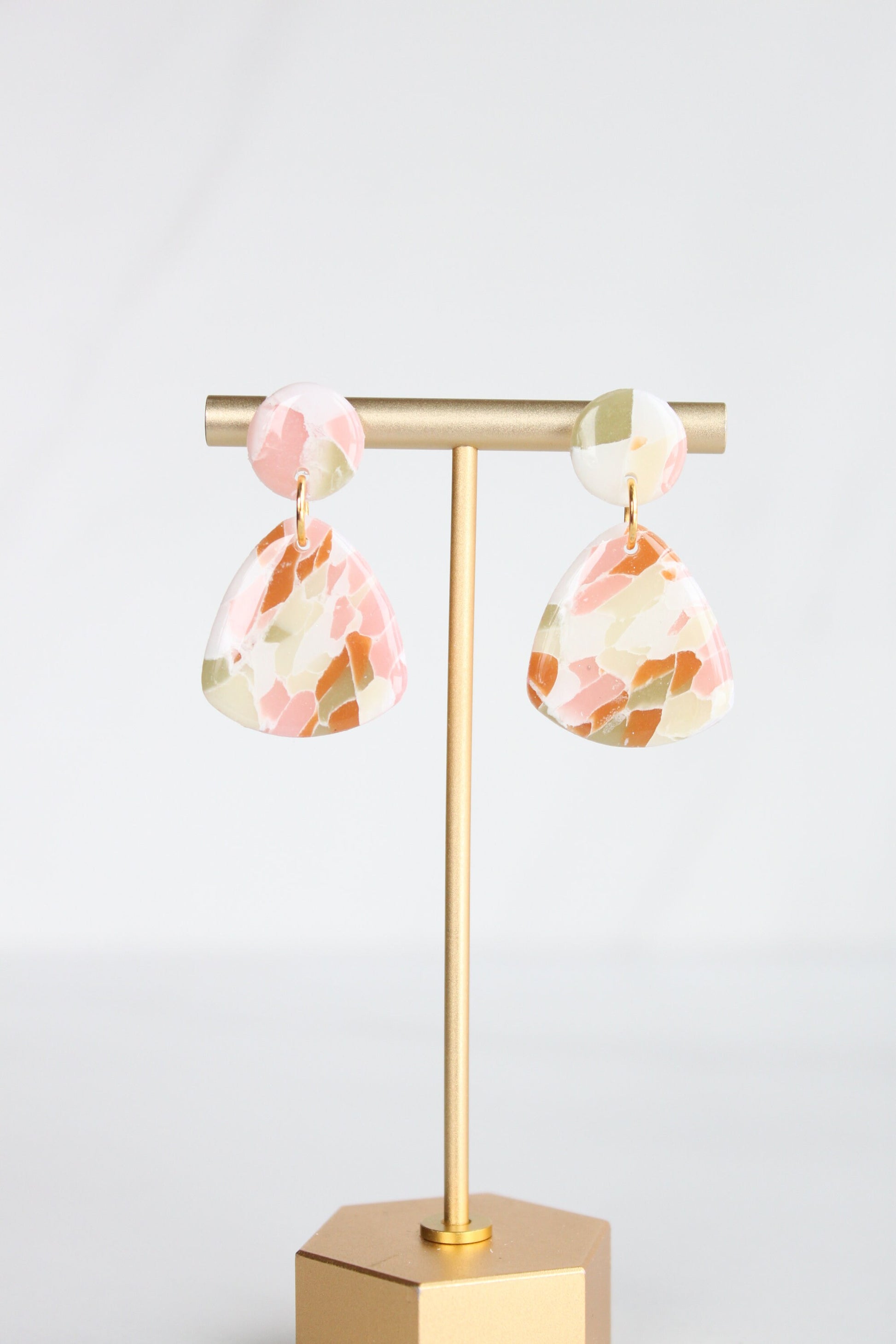 Clay Dangle Earrings - Geometric Modern Design, Handmade Lightweight Hypoallergenic Polymer Jewelry, Statement Accessory Multiple Colors