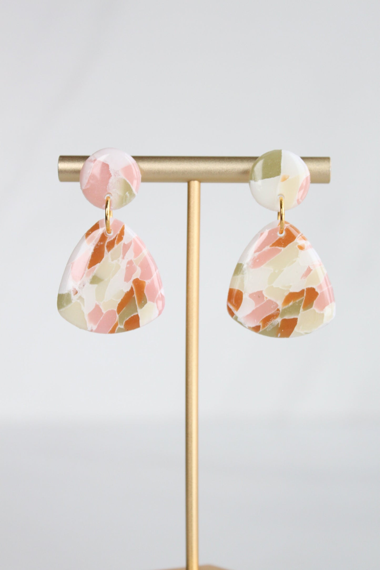 Clay Dangle Earrings - Geometric Modern Design, Handmade Lightweight Hypoallergenic Polymer Jewelry, Statement Accessory Multiple Colors