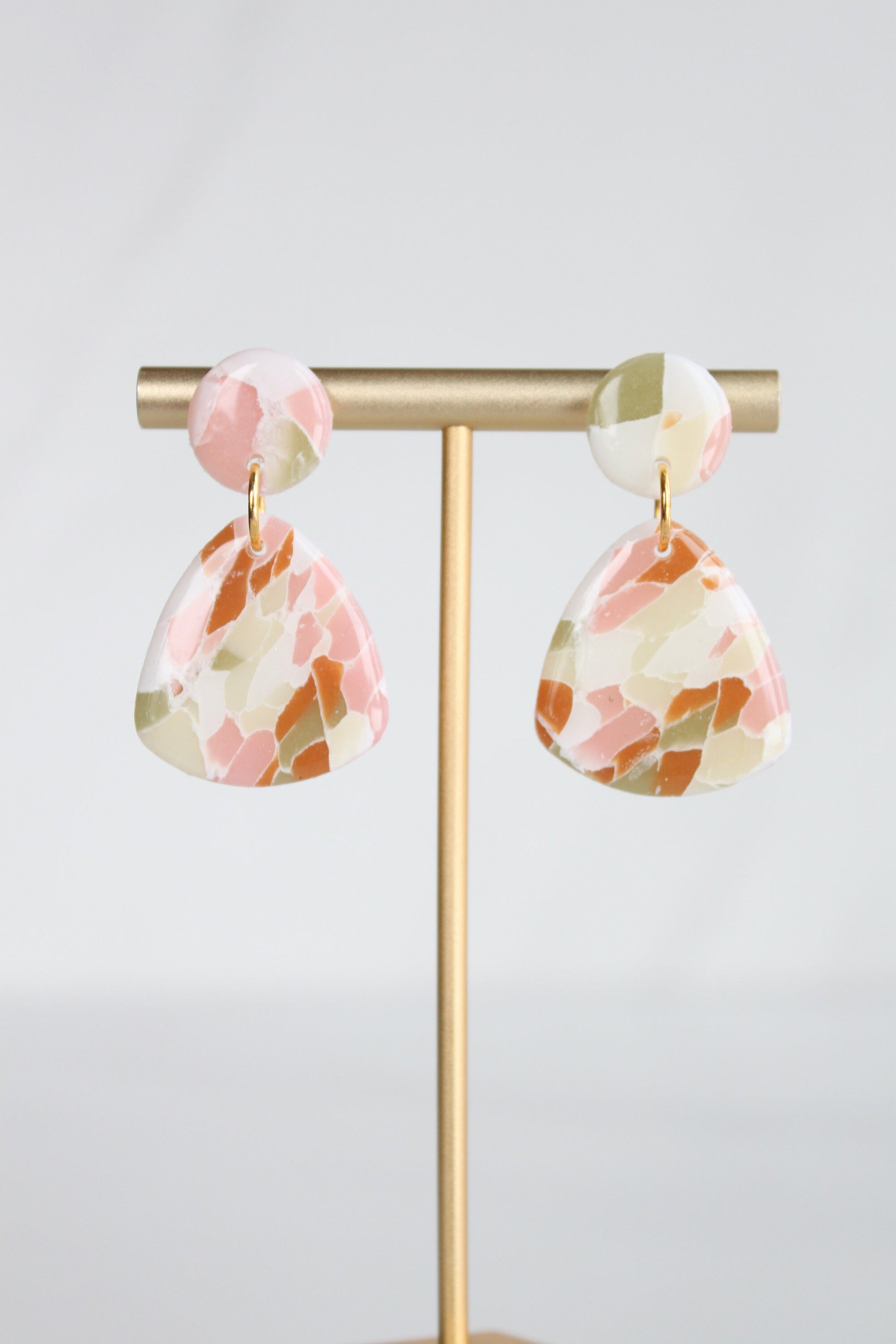 Clay Dangle Earrings - Geometric Modern Design, Handmade Lightweight Hypoallergenic Polymer Jewelry, Statement Accessory Multiple Colors