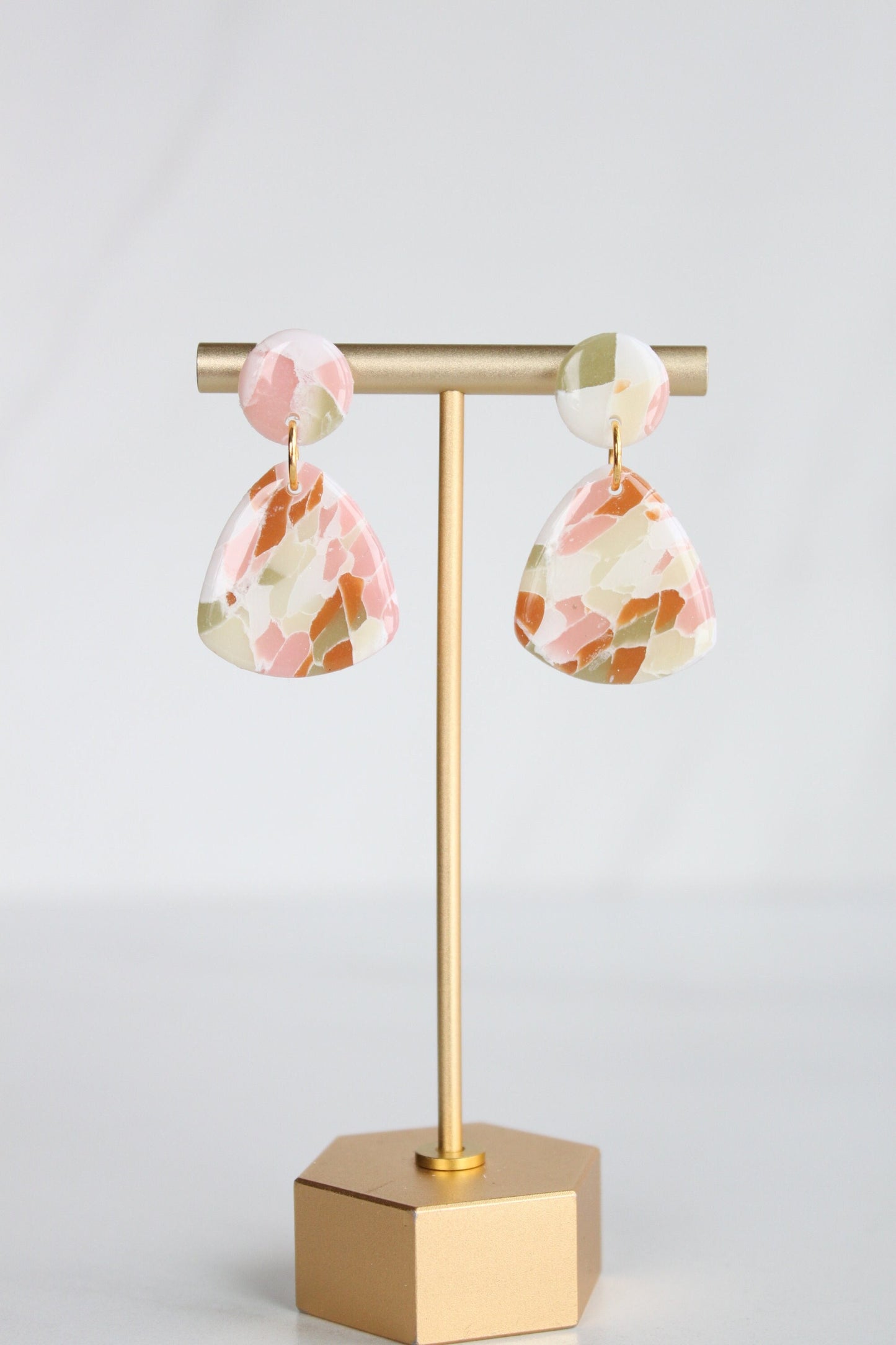 Clay Dangle Earrings - Geometric Modern Design, Handmade Lightweight Hypoallergenic Polymer Jewelry, Statement Accessory Multiple Colors