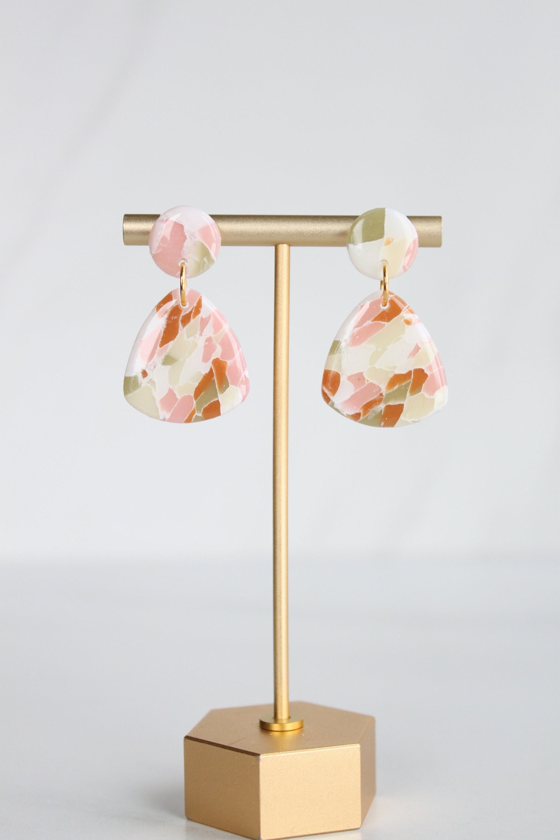 Clay Dangle Earrings - Geometric Modern Design, Handmade Lightweight Hypoallergenic Polymer Jewelry, Statement Accessory Multiple Colors