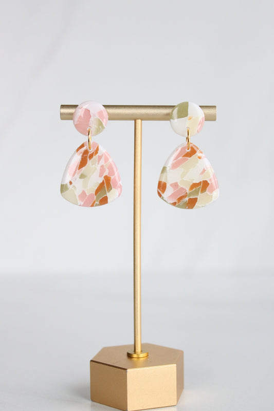 Clay Dangle Earrings - Geometric Modern Design, Handmade Lightweight Hypoallergenic Polymer Jewelry, Statement Accessory Multiple Colors
