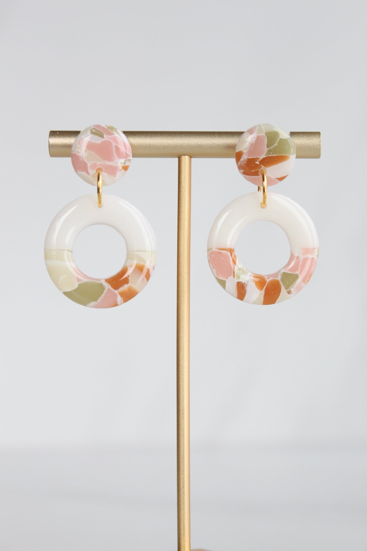 Clay Dangle Earrings - Geometric Modern Design, Handmade Lightweight Hypoallergenic Polymer Jewelry, Statement Accessory Multiple Colors