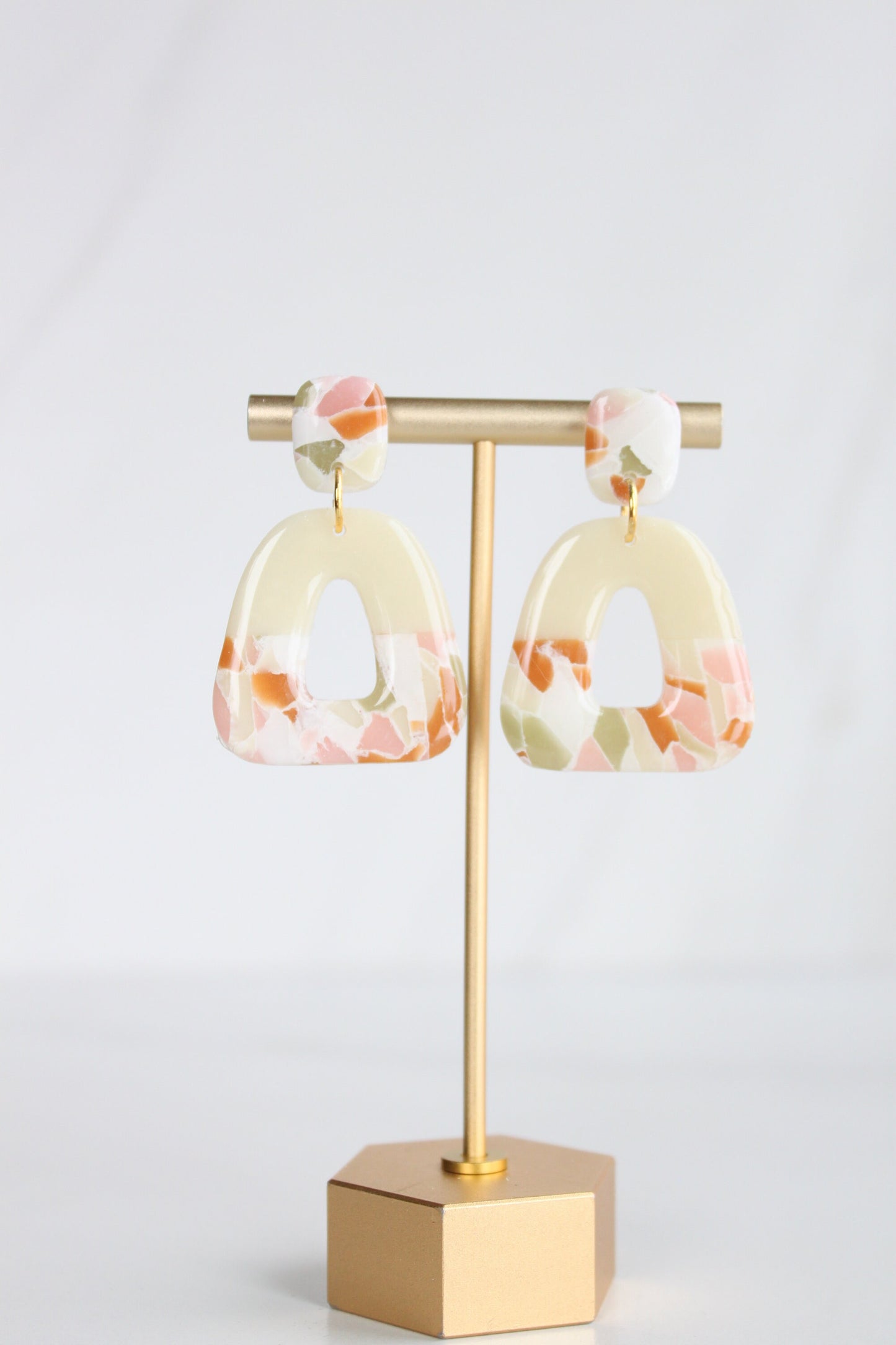 Clay Dangle Earrings - Geometric Modern Design, Handmade Lightweight Hypoallergenic Polymer Jewelry, Statement Accessory Multiple Colors