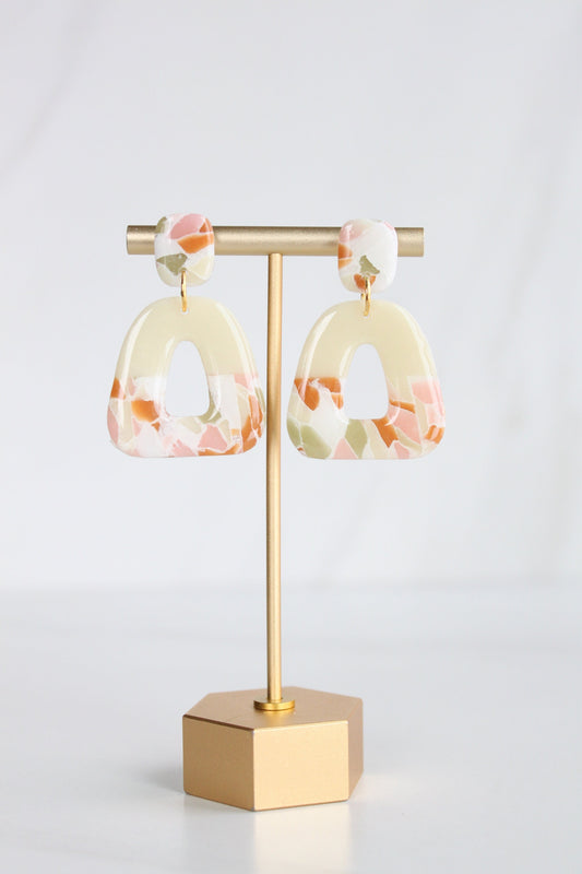 Clay Dangle Earrings - Geometric Modern Design, Handmade Lightweight Hypoallergenic Polymer Jewelry, Statement Accessory Multiple Colors