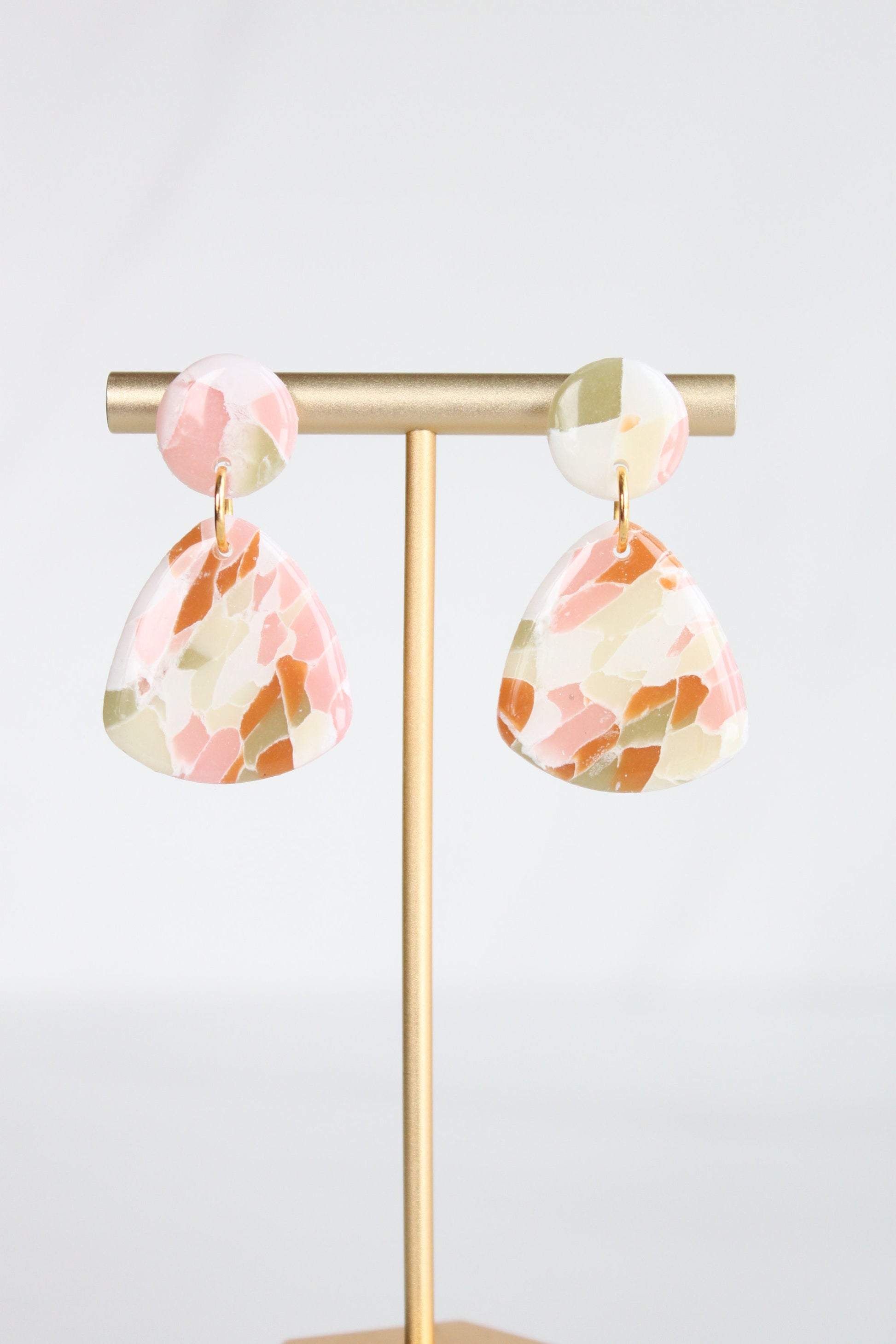 Clay Dangle Earrings - Geometric Modern Design, Handmade Lightweight Hypoallergenic Polymer Jewelry, Statement Accessory Multiple Colors